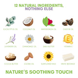 Ingredientes naturales sin petrolato ni mentol, pensando en piel delicada del bebé.