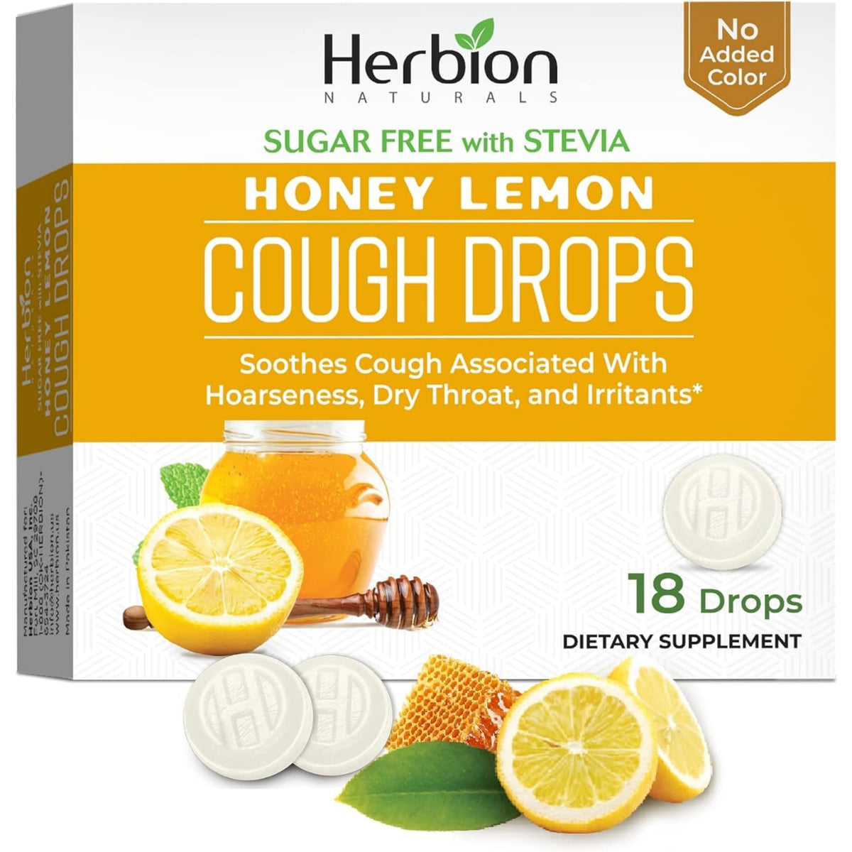Caramelos Herbion Naturals para tos en empaque, sabor miel limón.
