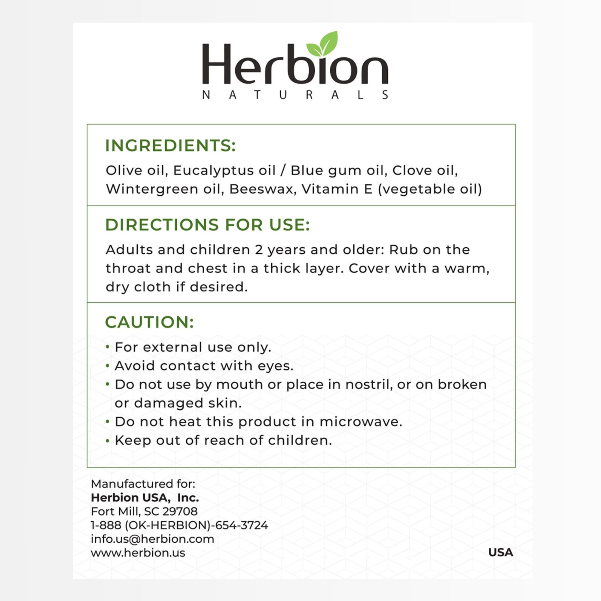 HERBION Naturals Chest Rub aplicación suave en la piel para descongestionar