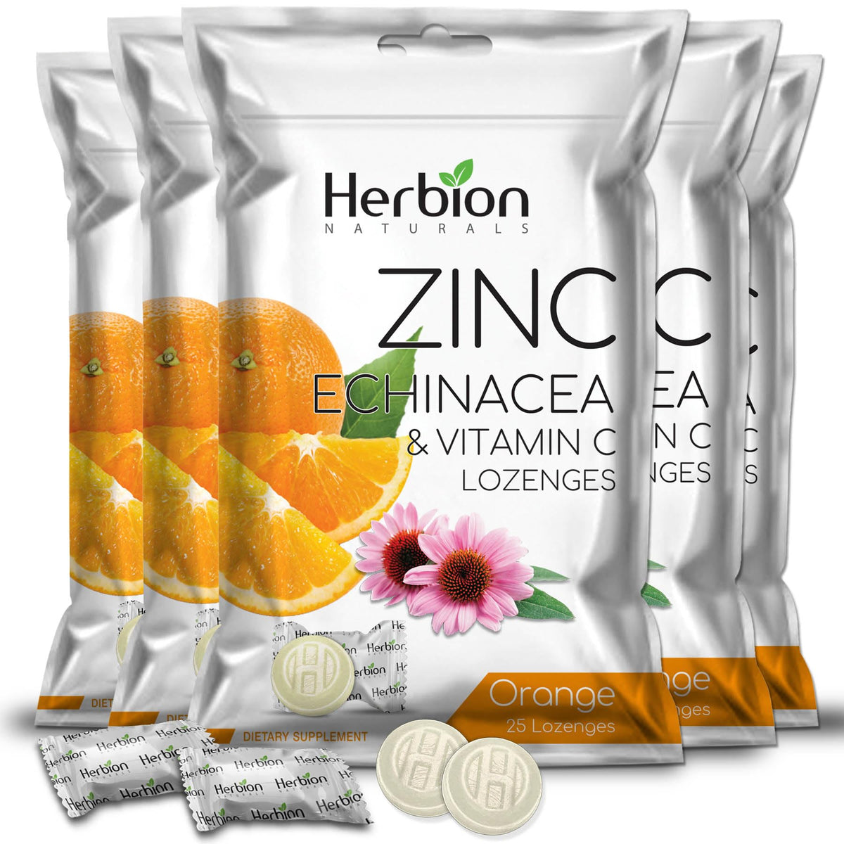 HERBION Naturals, empaque de pastillas naranja, ideal para consumo diario.