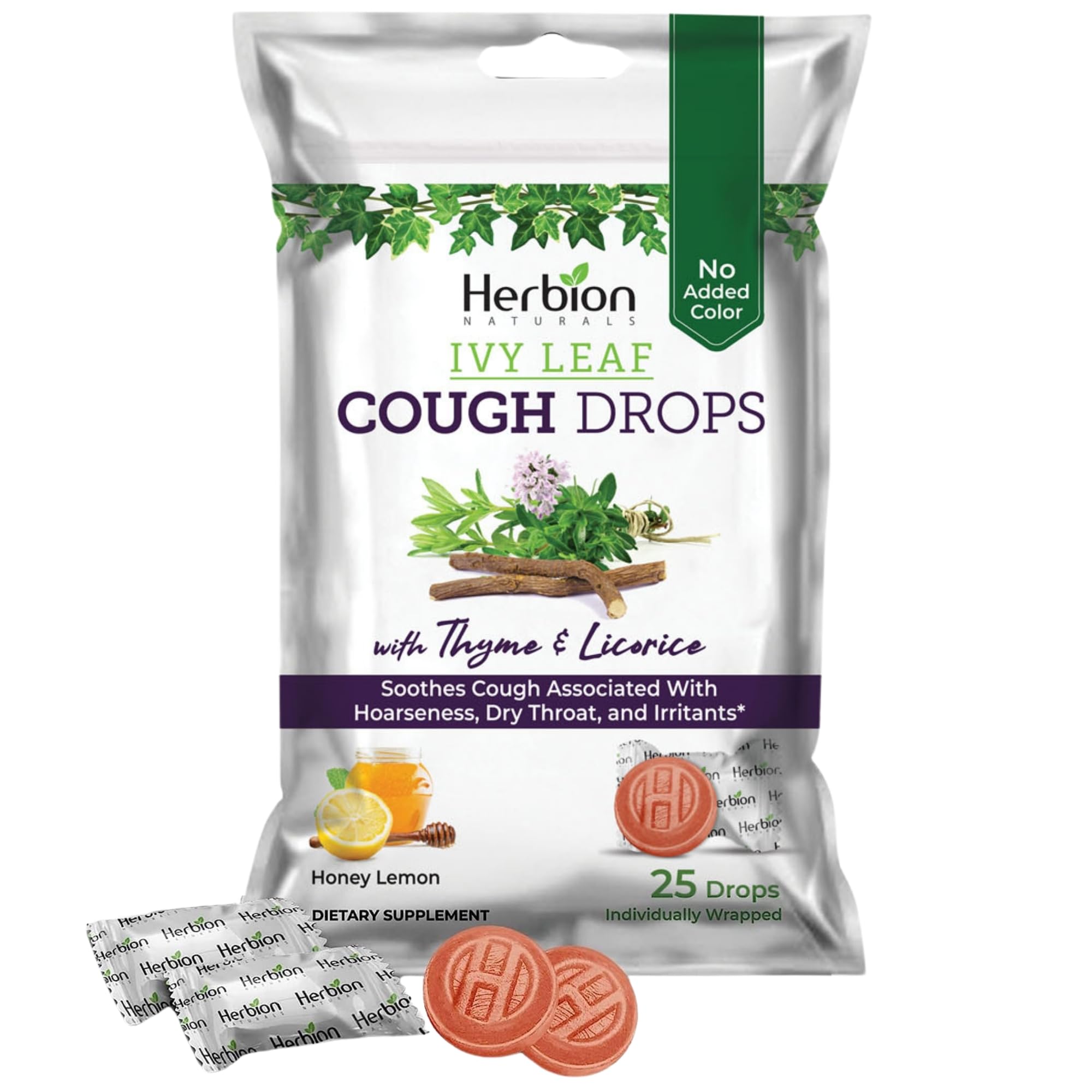 Empaque de Herbion Naturals, pastillas para la tos, listo para uso en casa y fuera