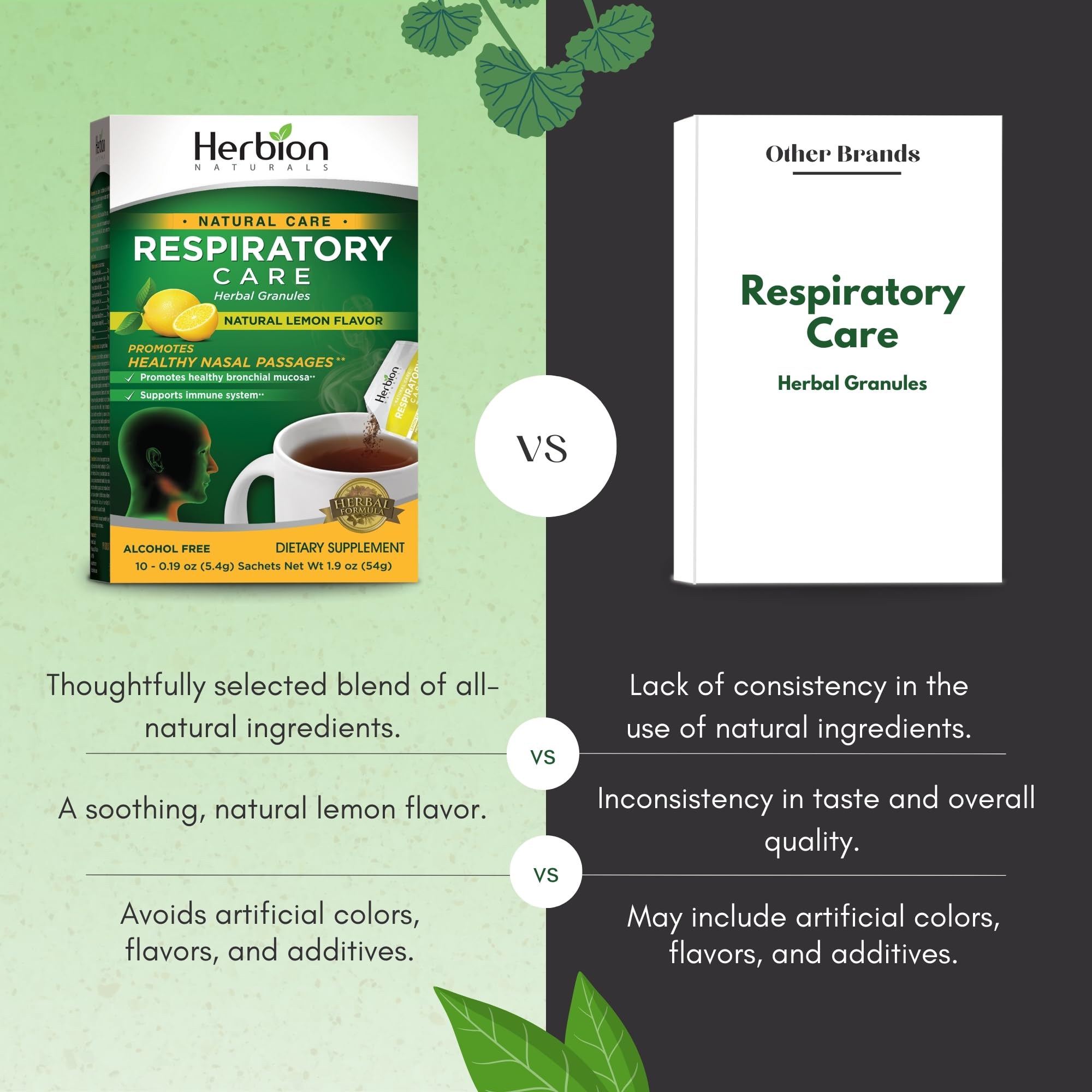 HERBION Naturals granulos respiratorio mezcla botánica de 500mg para bienestar