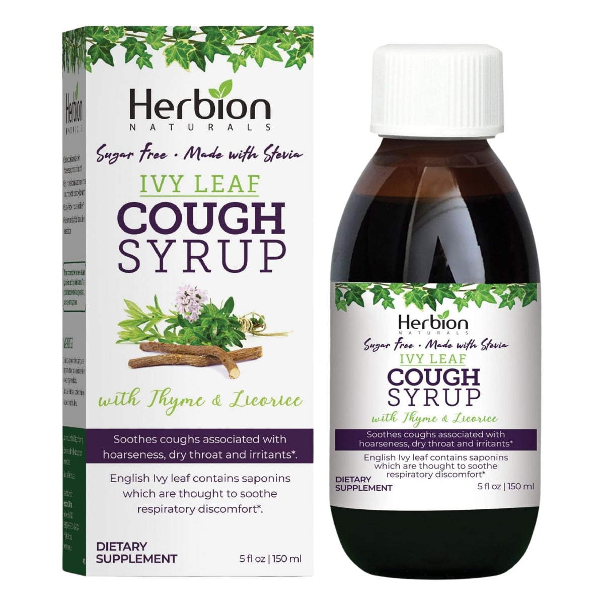 HERBION Naturals hoja hiedra tos en frasco para alivio suave de la garganta