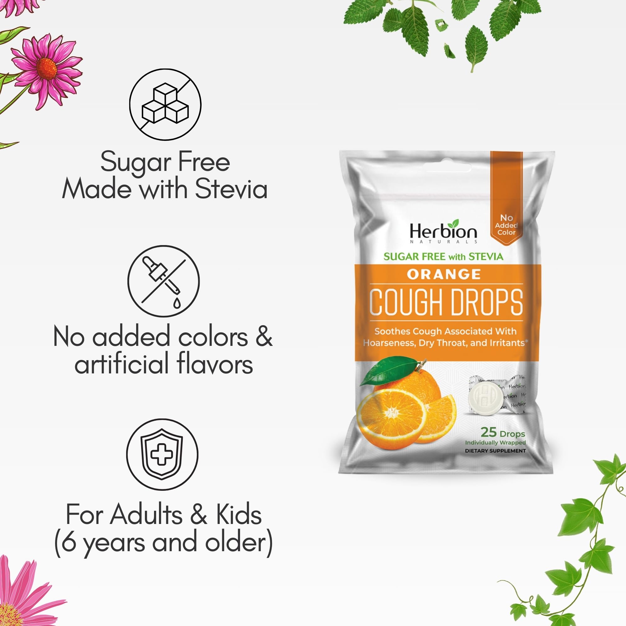 Etiqueta de HERBION Naturals sin color artificial