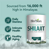 HERBION Shilajit Resina Himalaya: textura oscura para energía y claridad mental.