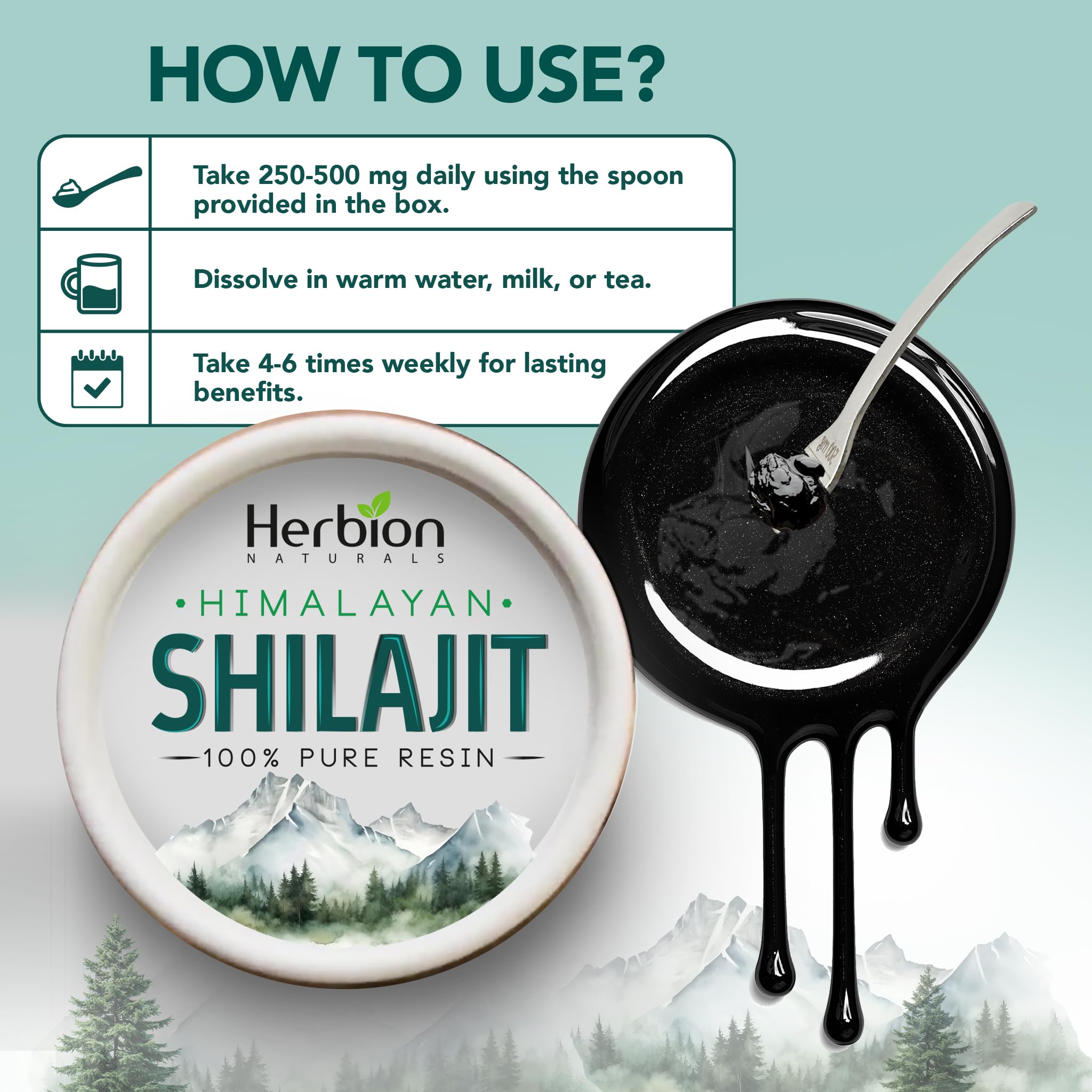HERBION Shilajit Resina Himalaya: uso diario sencillo para energía sostenida.
