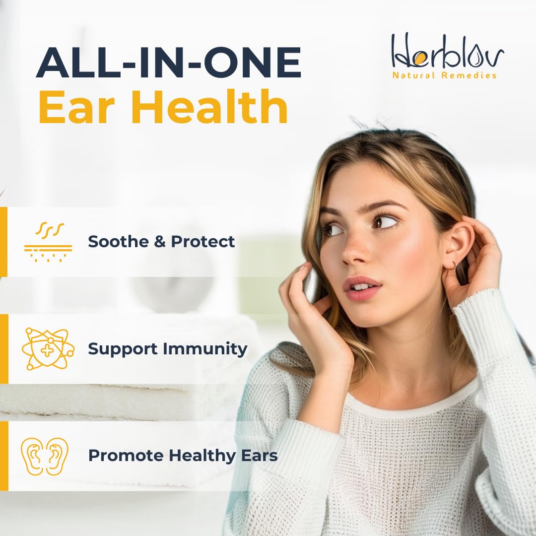 Herblov aceite para oídos, envase tibio para mayor comodidad.
