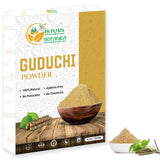 Envase de vidrio con Guduchi en polvo de Herbs Botanica para uso diario.