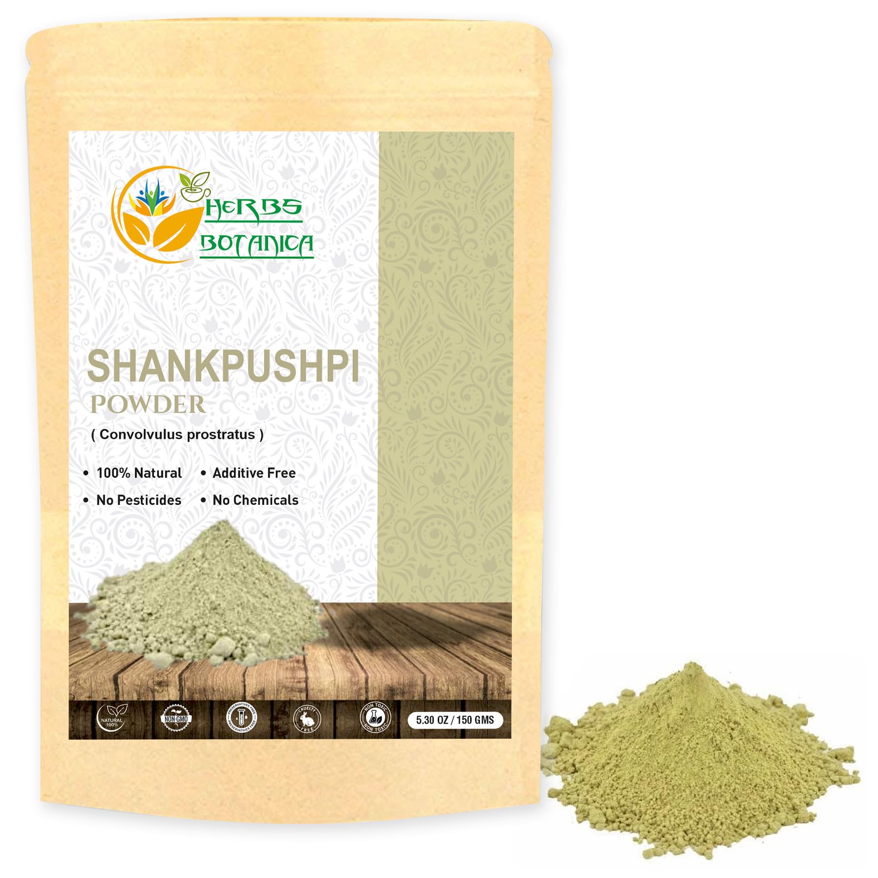Shankhpushpi de Herbs Botanica, polvo cognitivo para mejorar la concentración.