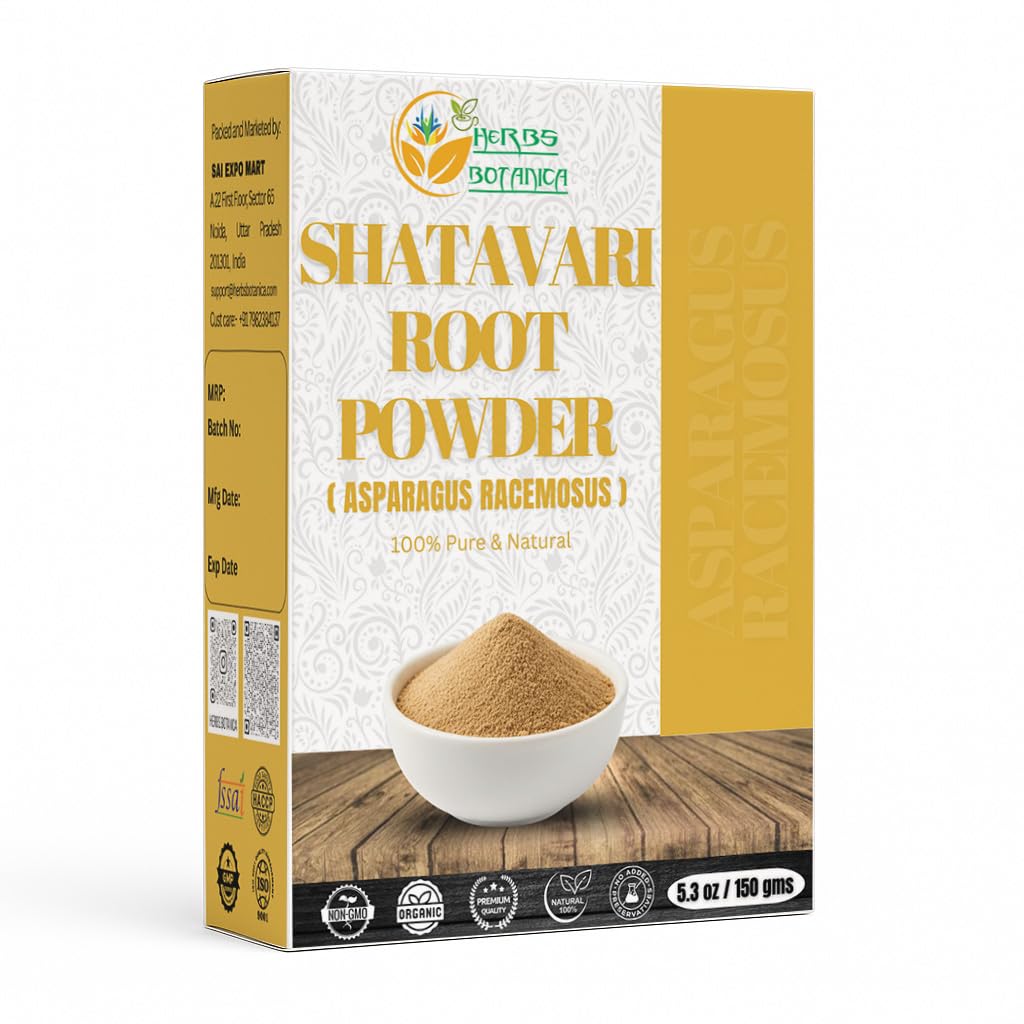 Herbs Botanica Shatavari Polvo envase frontal para uso diario natural