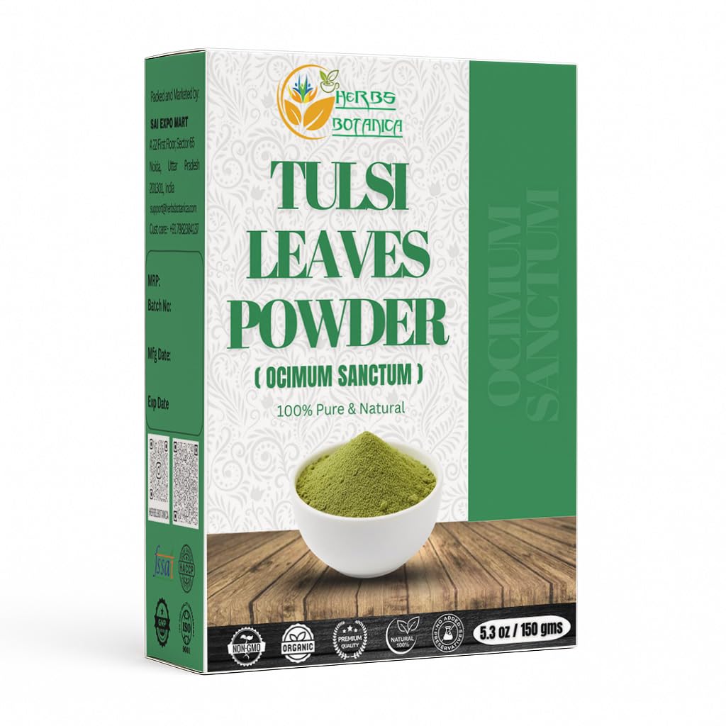 Herbs Botanica Tulsi polvo en empaque, aroma suave para bienestar diario