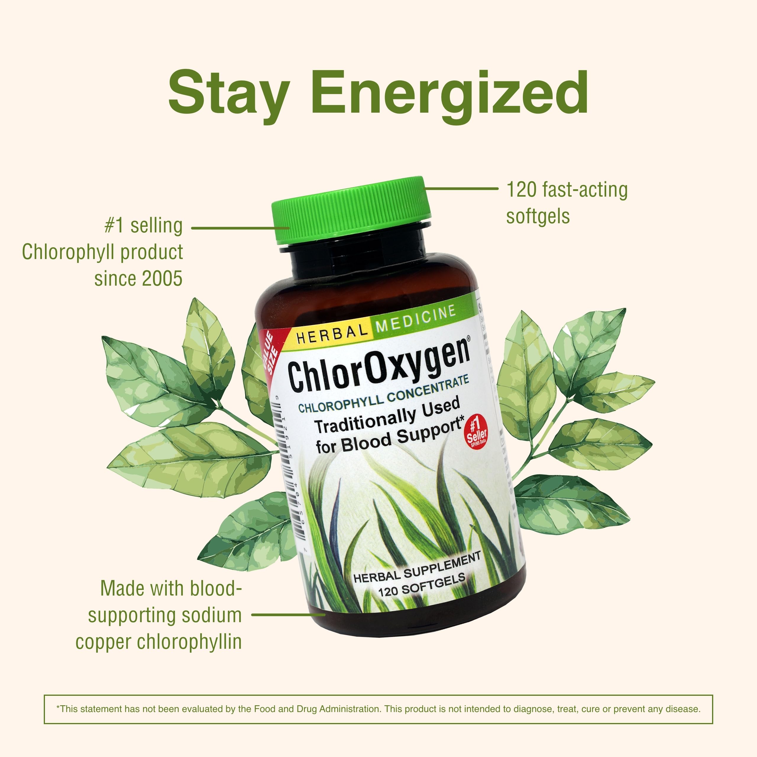 Herbs Etc. ChlorOxygen, cápsulas blandas fáciles de tragar para uso diario