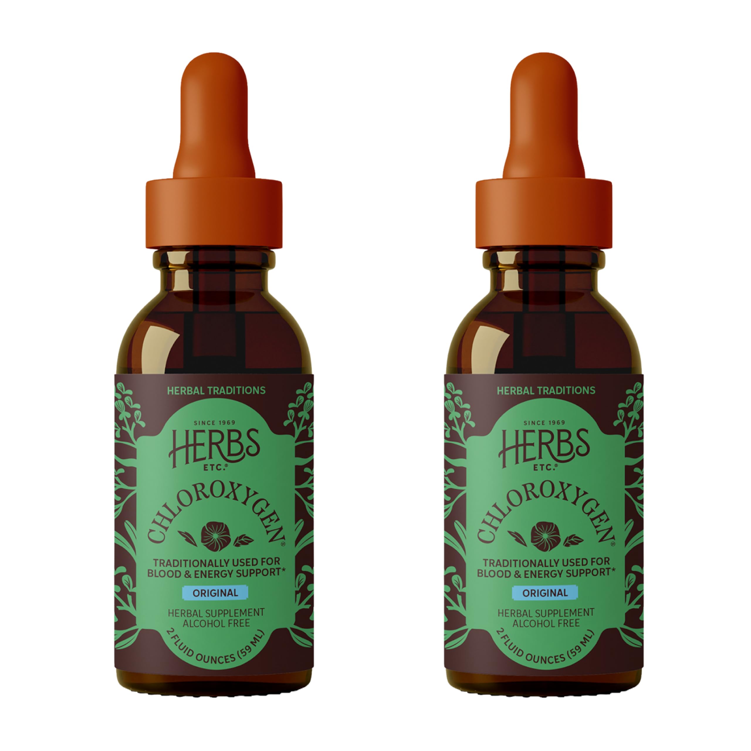 ChlorOxygen de Herbs, Etc. concentrado de clorofila en botella para vitalidad diaria.