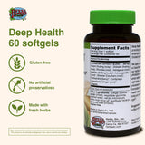 Herbs Etc. Deep Health, cápsulas suaves en primer plano para dosis diaria.