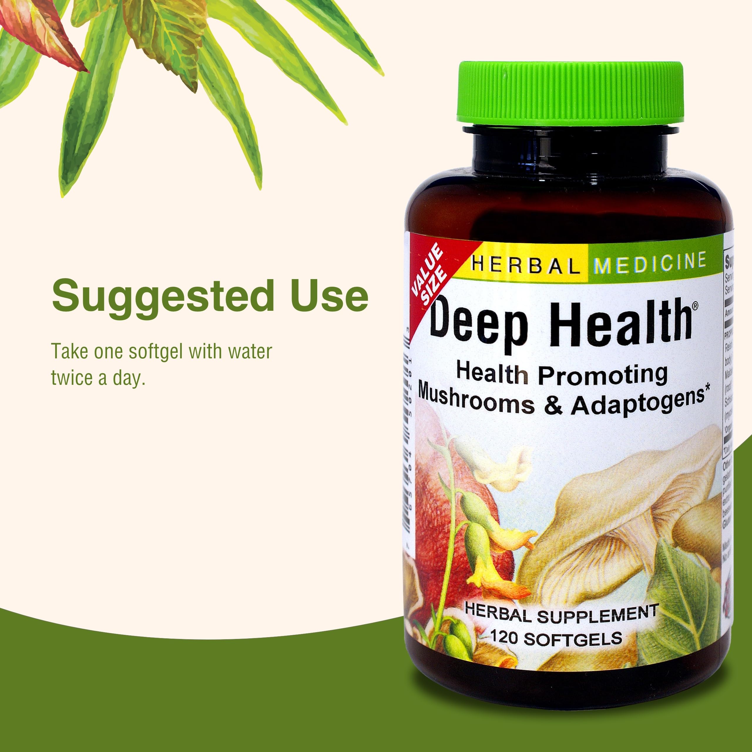 Herbs Etc. Deep Health, dosis diaria recomendada con agua para uso sencillo.