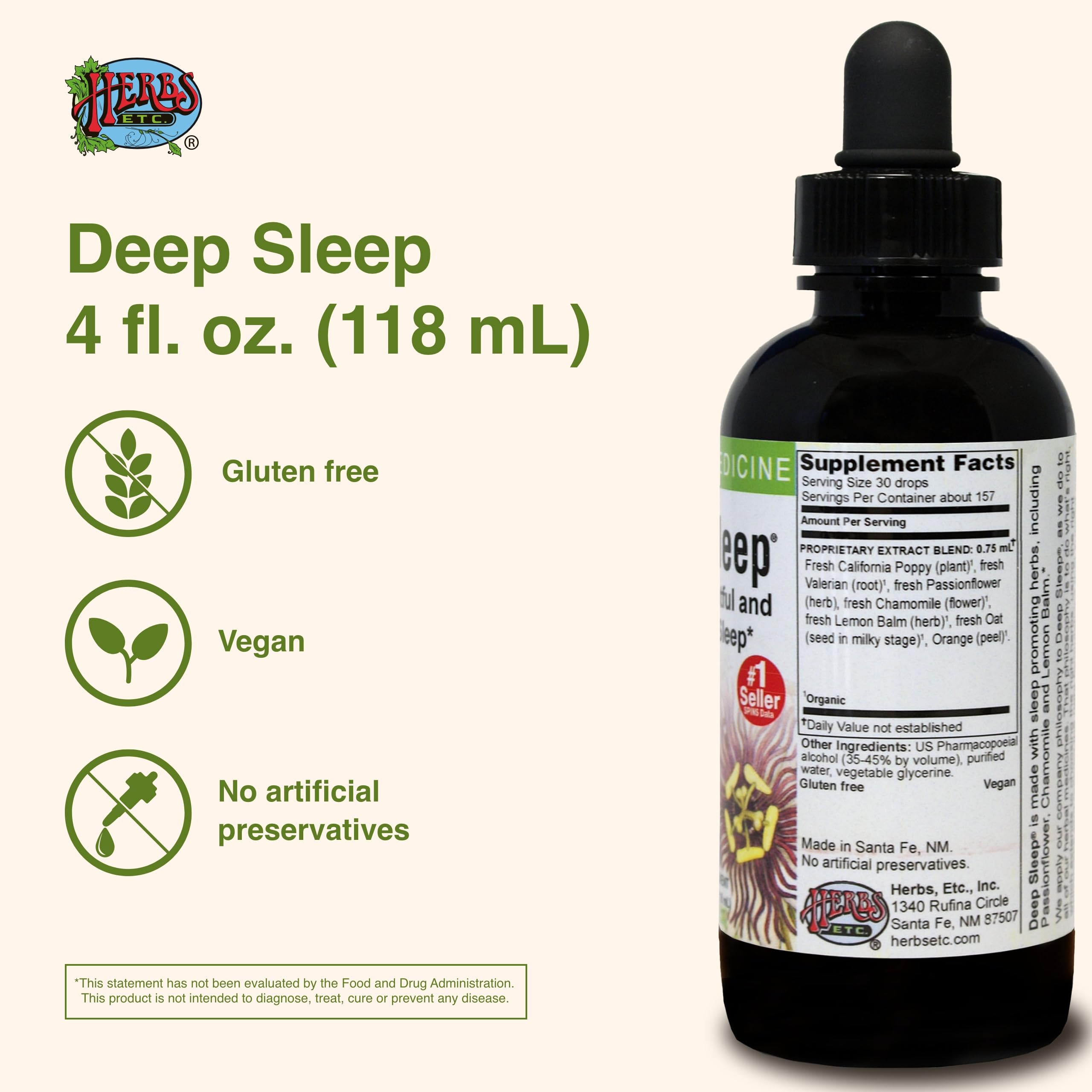 Etiqueta frontal de Deep Sleep con uso recomendado