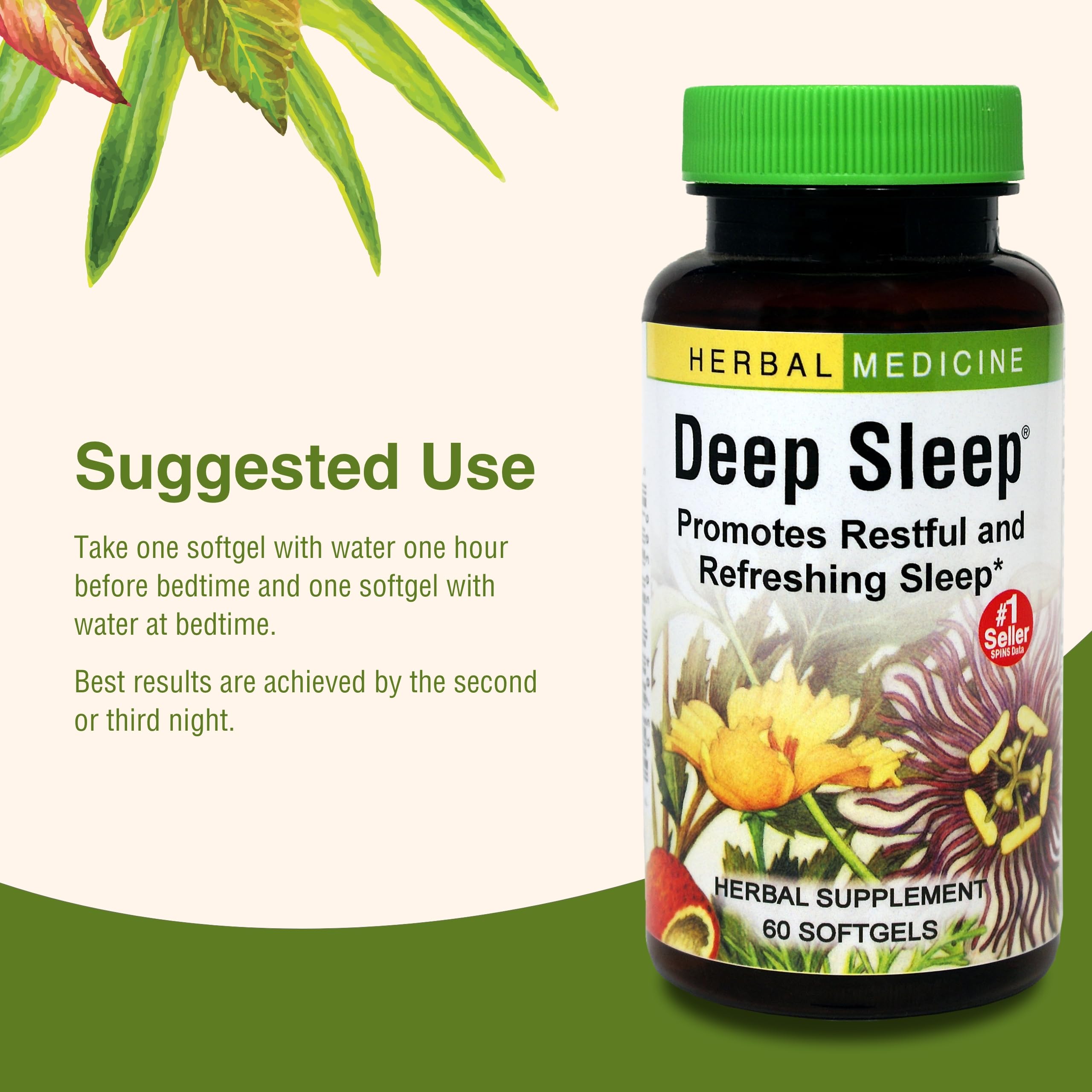 Herbs Etc. Deep Sleep Softgels, uso nocturno, apoyo suave para iniciar la relajación