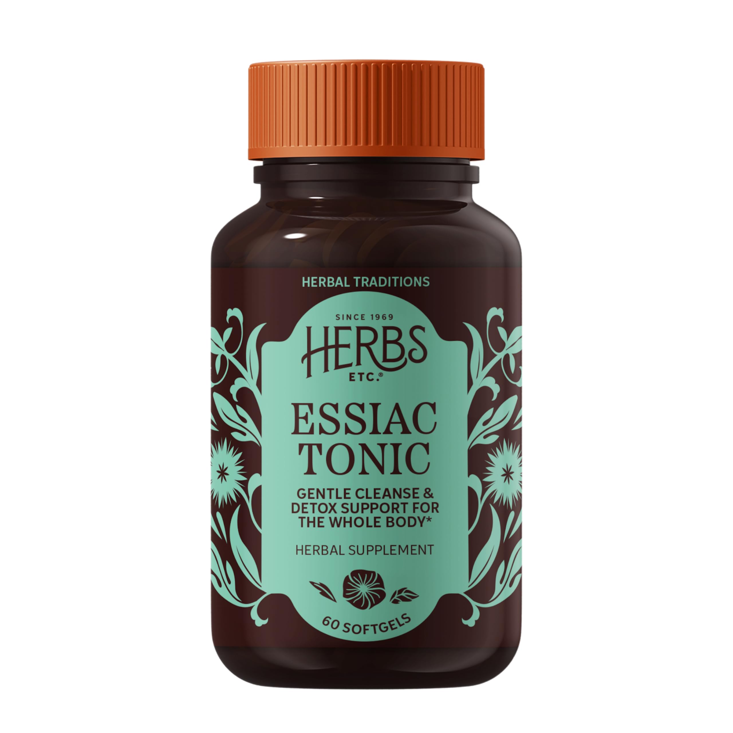 Herbs Etc Essiac Tonic, botella de 60 cápsulas para rutina diaria de bienestar