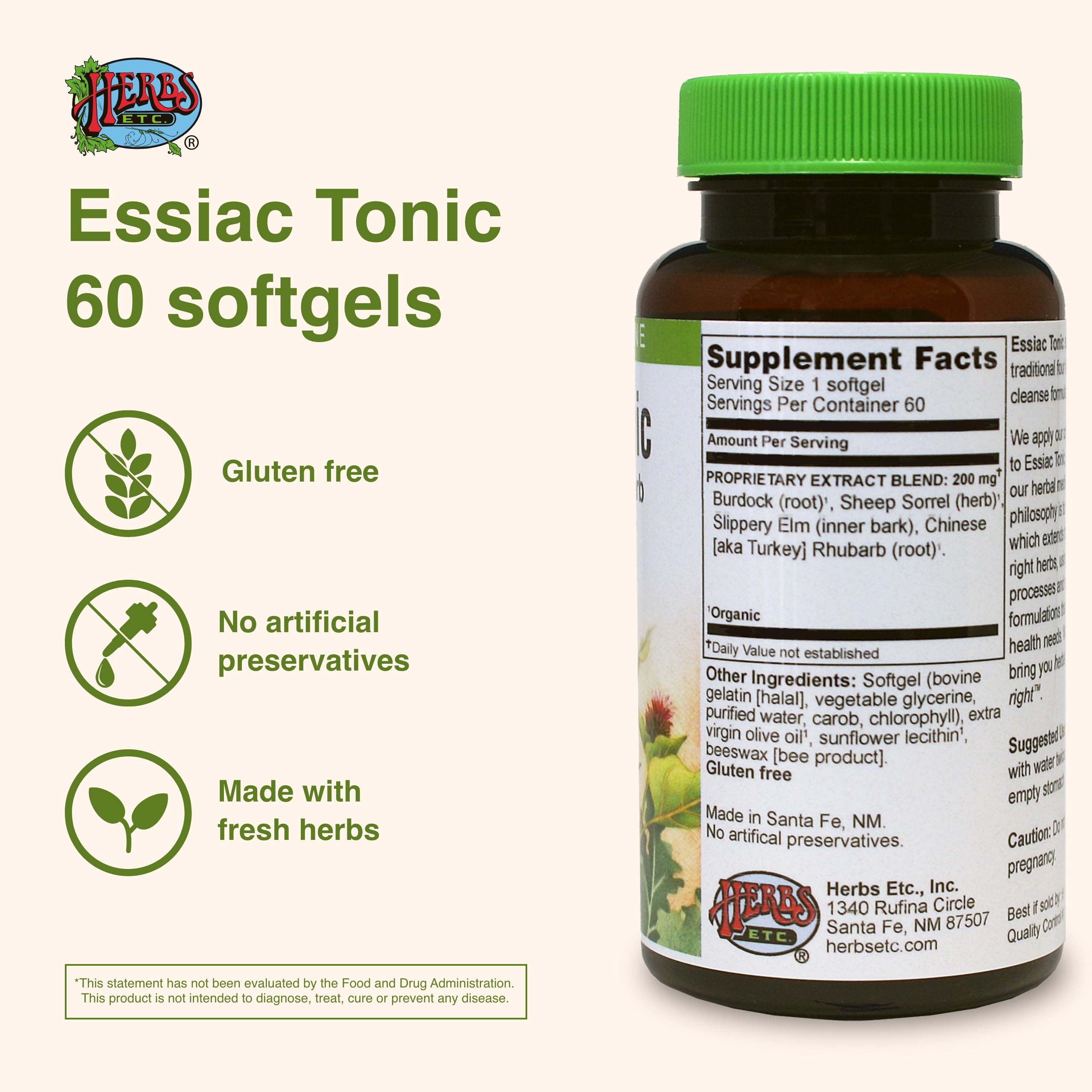 Capsulas de Herbs Etc Essiac Tonic en la mano para toma suave