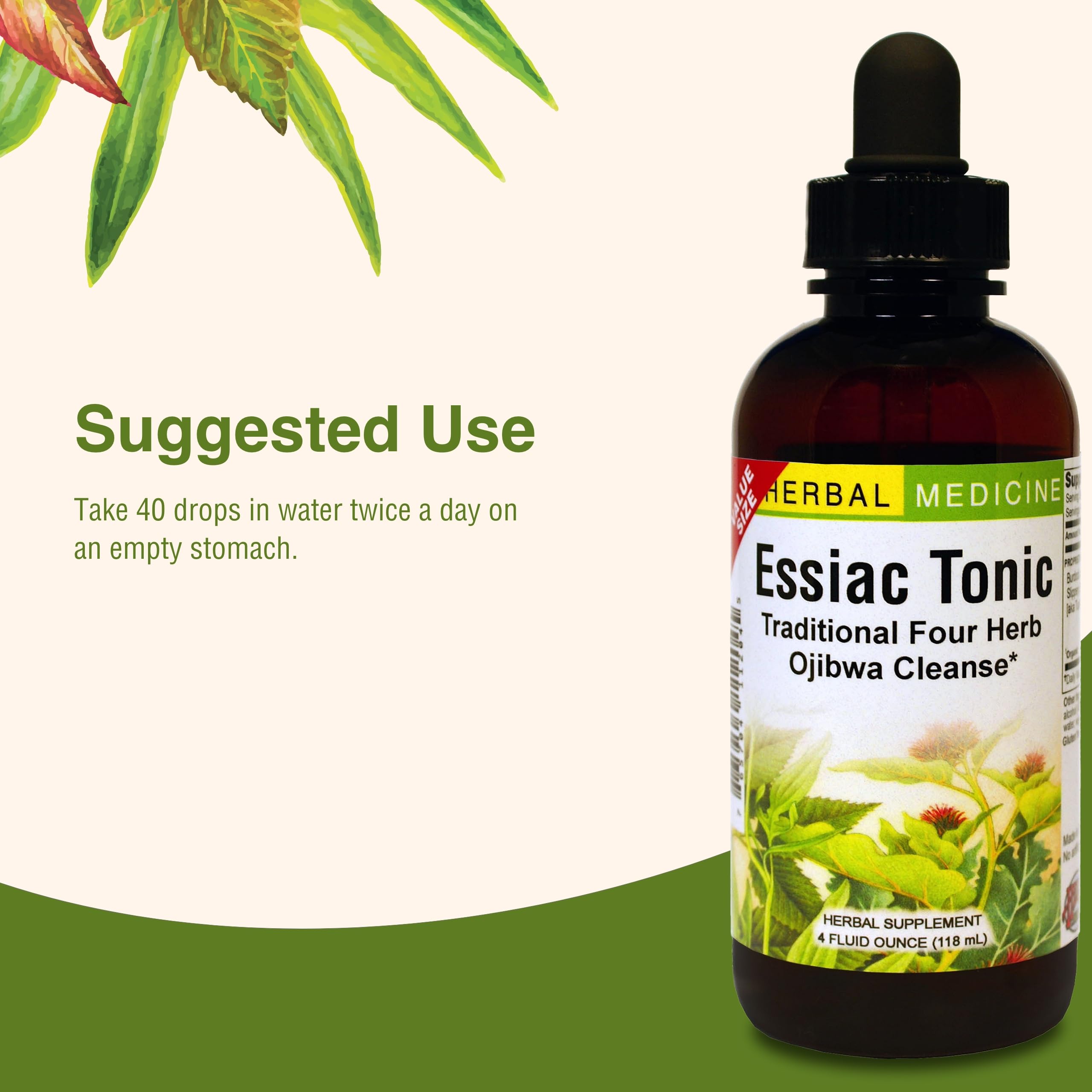 Herbs Etc. Essiac Tonic: etiqueta frontal que destaca uso recomendado.