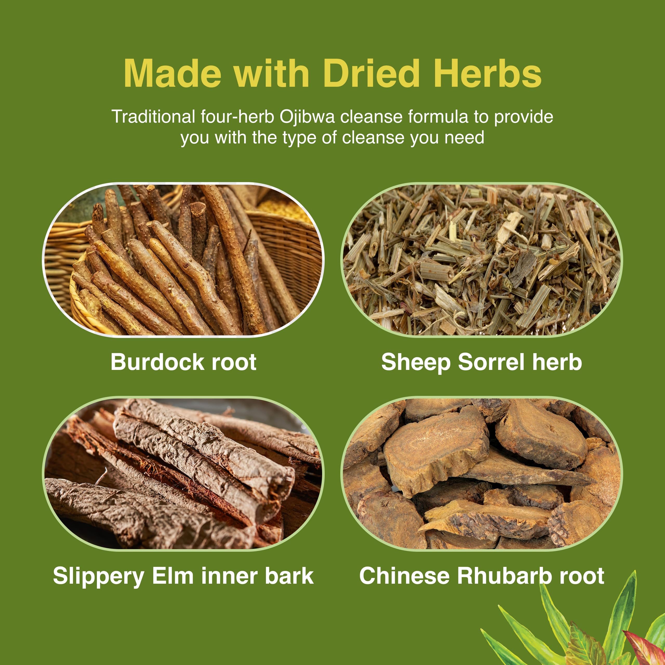 Herbs Etc. Essiac Tónico, etiqueta trasera con uso recomendado