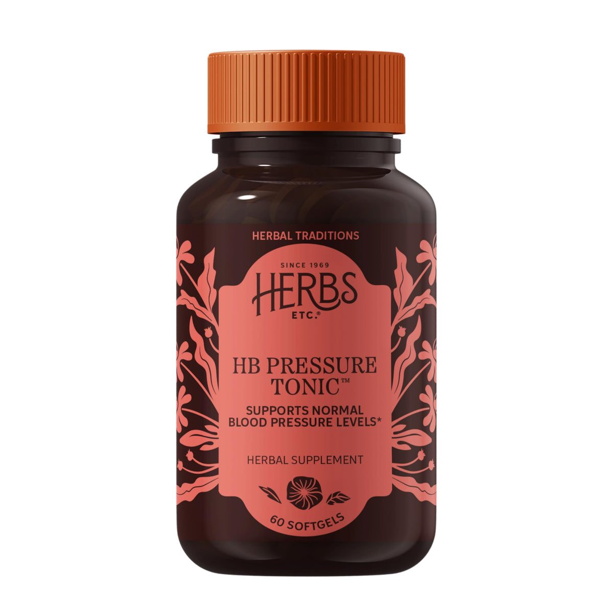 Herbs Etc. HB Pressure Tonic, frente del frasco, ideal para un ritual diario de bienestar.