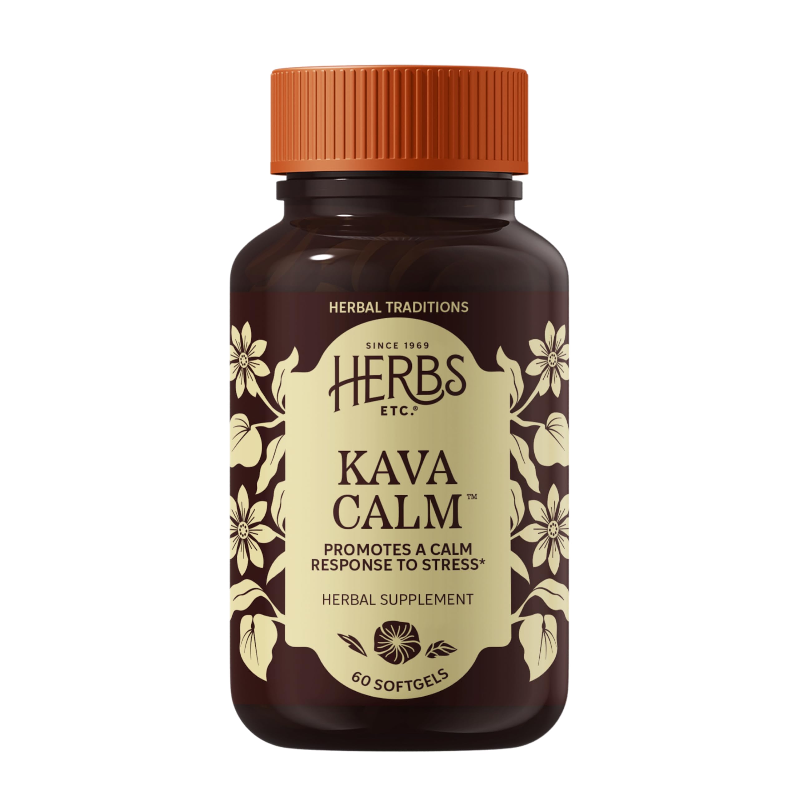 Herbs Etc. Kava Calm Complex en botella, apoyo a la relajación natural.
