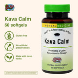 Etiqueta trasera de Herbs Etc. Kava Calm Complex con información para descanso.