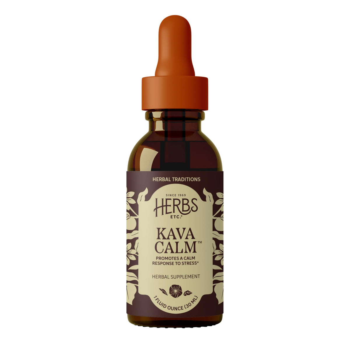 Herbs Etc. Kava Calm, softgel en bote para relajación natural.
