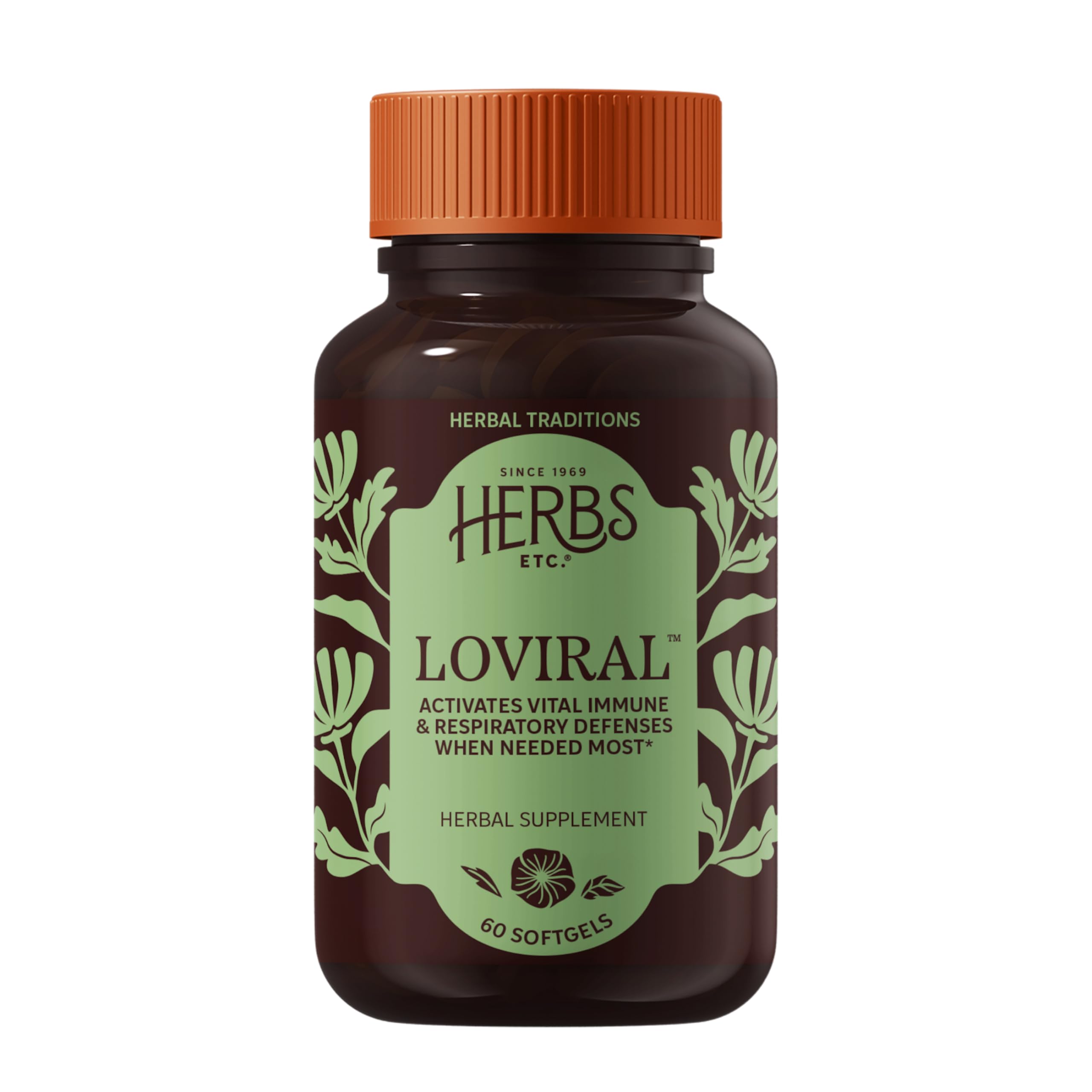 Loviral de Herbs Etc. botella con vertido, posible apoyo a la salud respiratoria