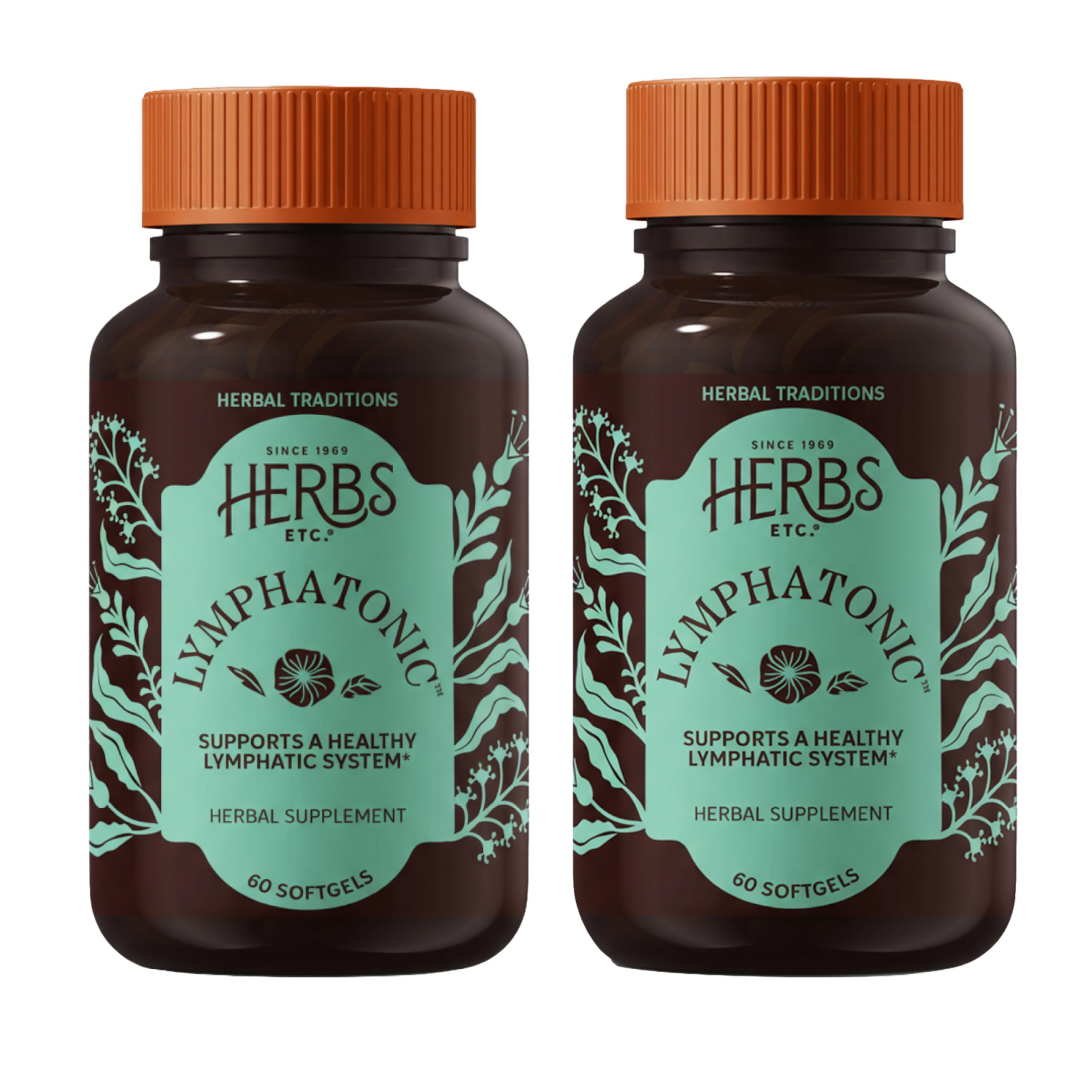Herbs Etc. Lymphatonic: cápsulas blandas en botella, posible apoyo al sistema linfático.