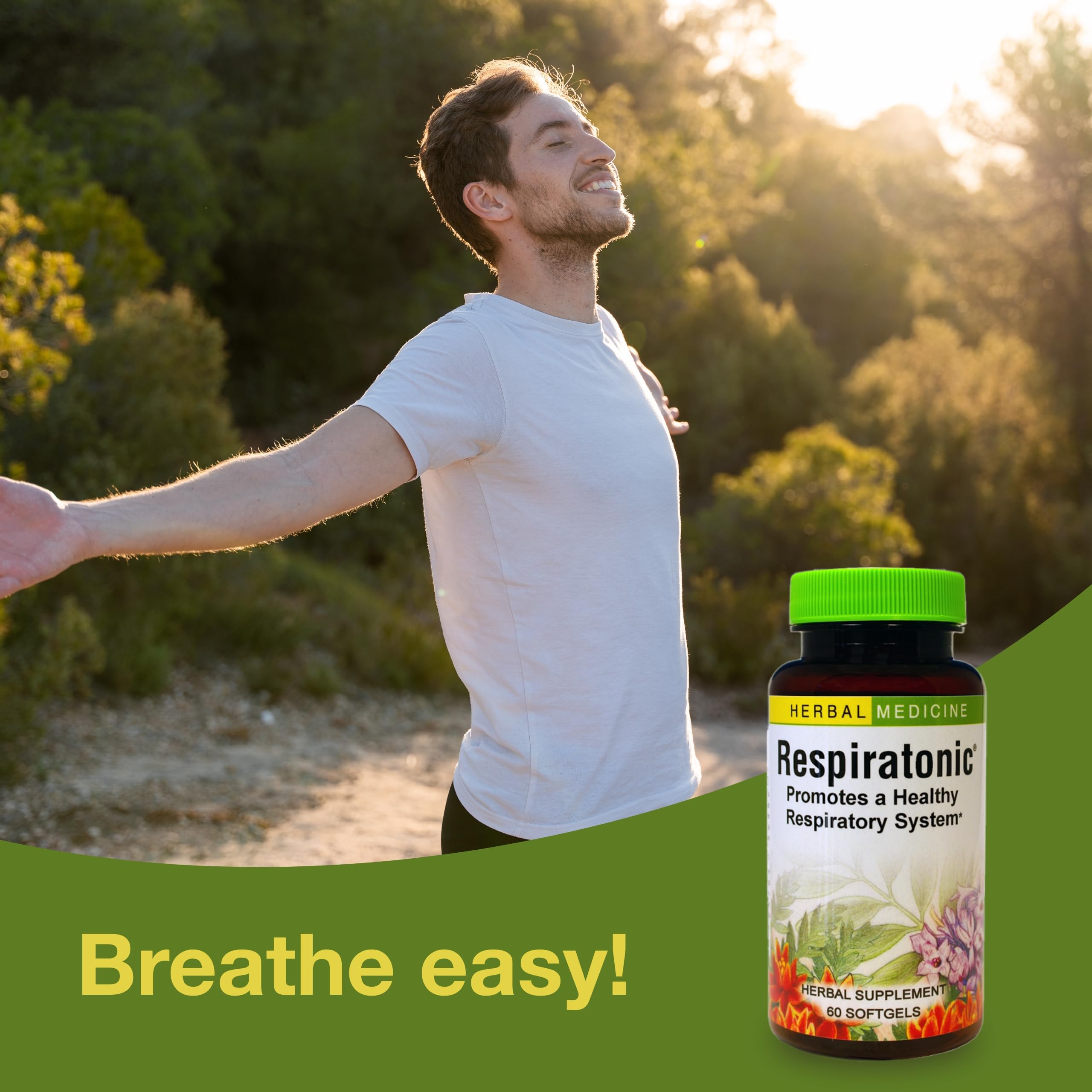 Herbs Etc. Respiratonic, cápsulas en mano, uso cómodo y práctico