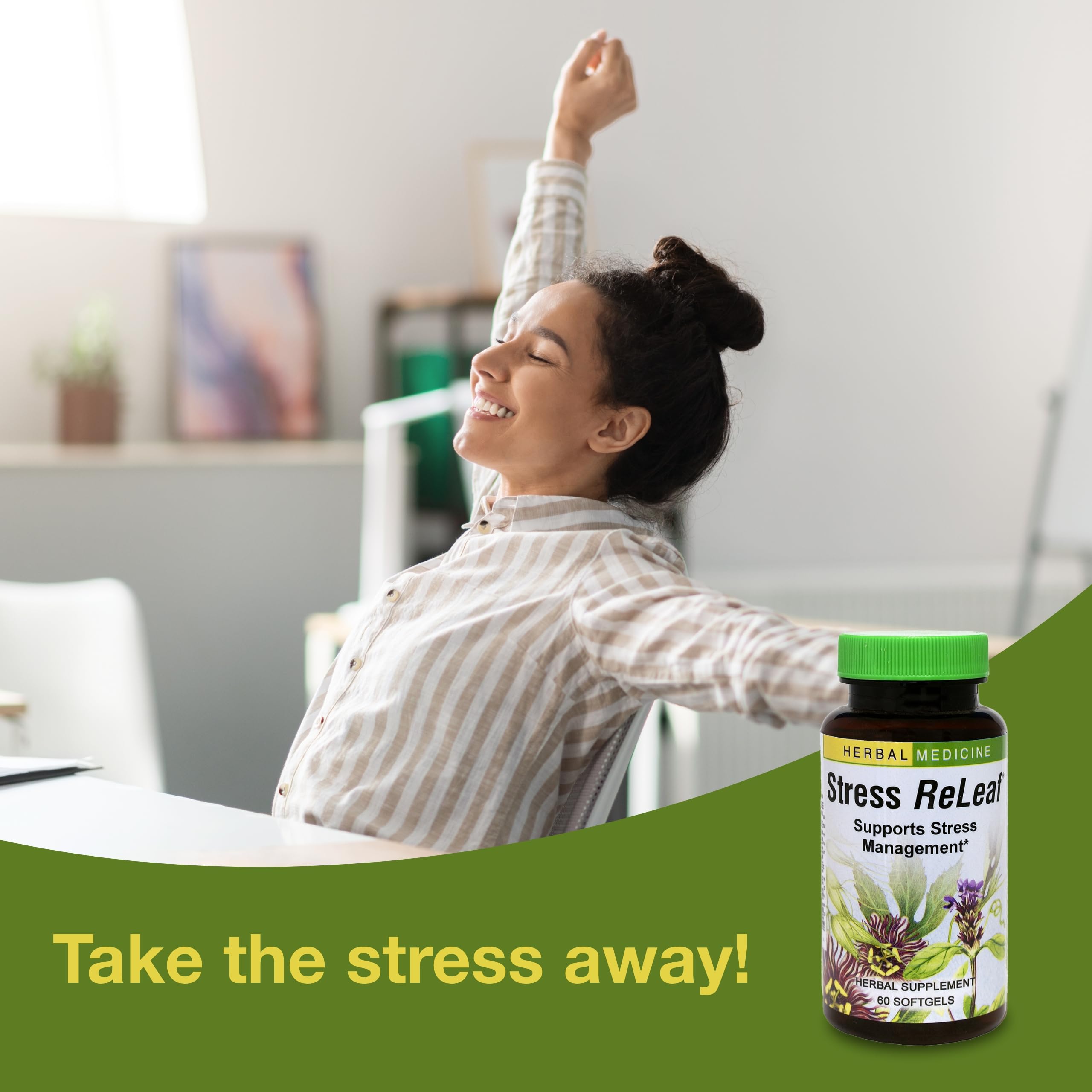 Etiqueta trasera con ingredientes detallados de Stress ReLeaf.