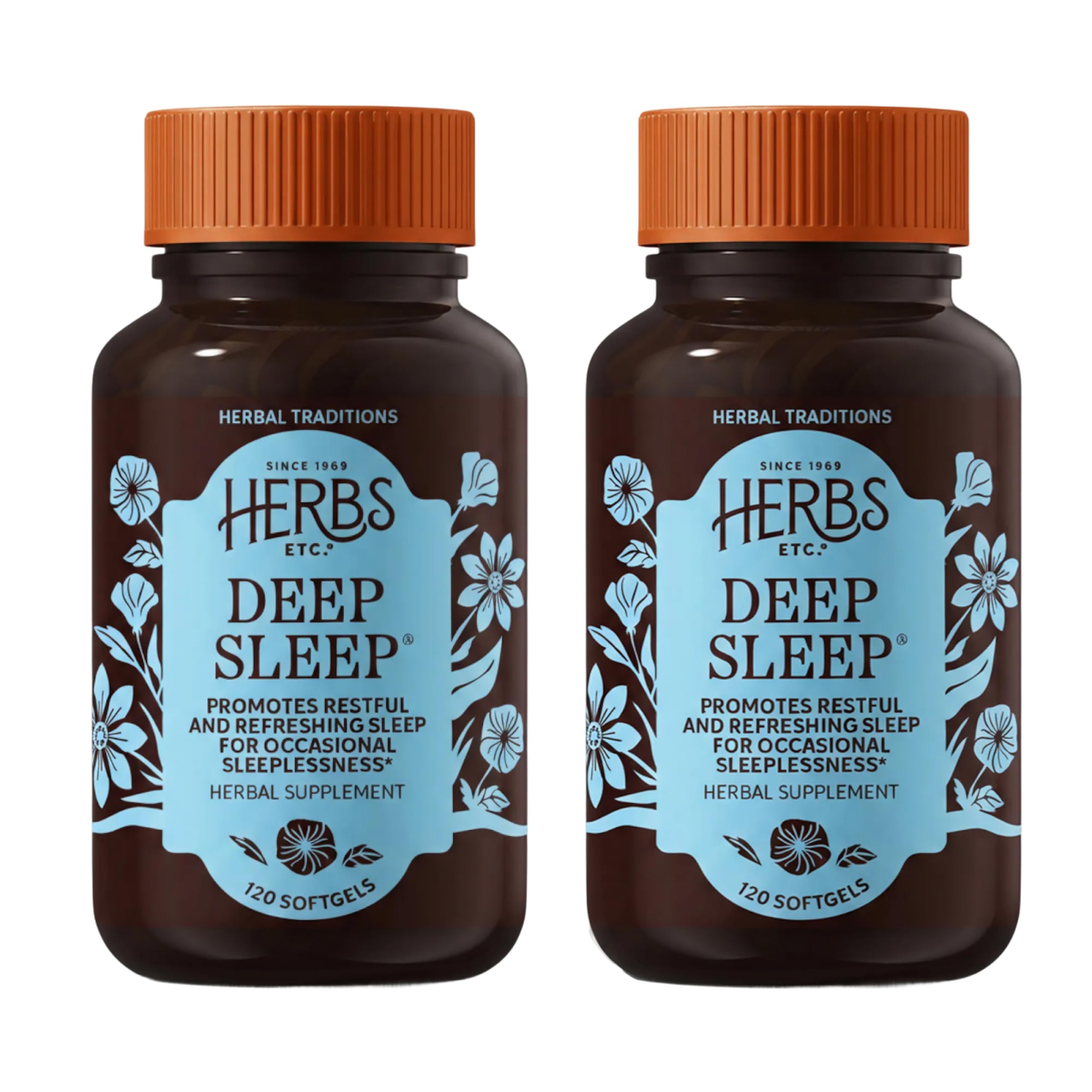 Herbs Etc. Sueño profundo: cápsulas suaves en botella para descanso nocturno