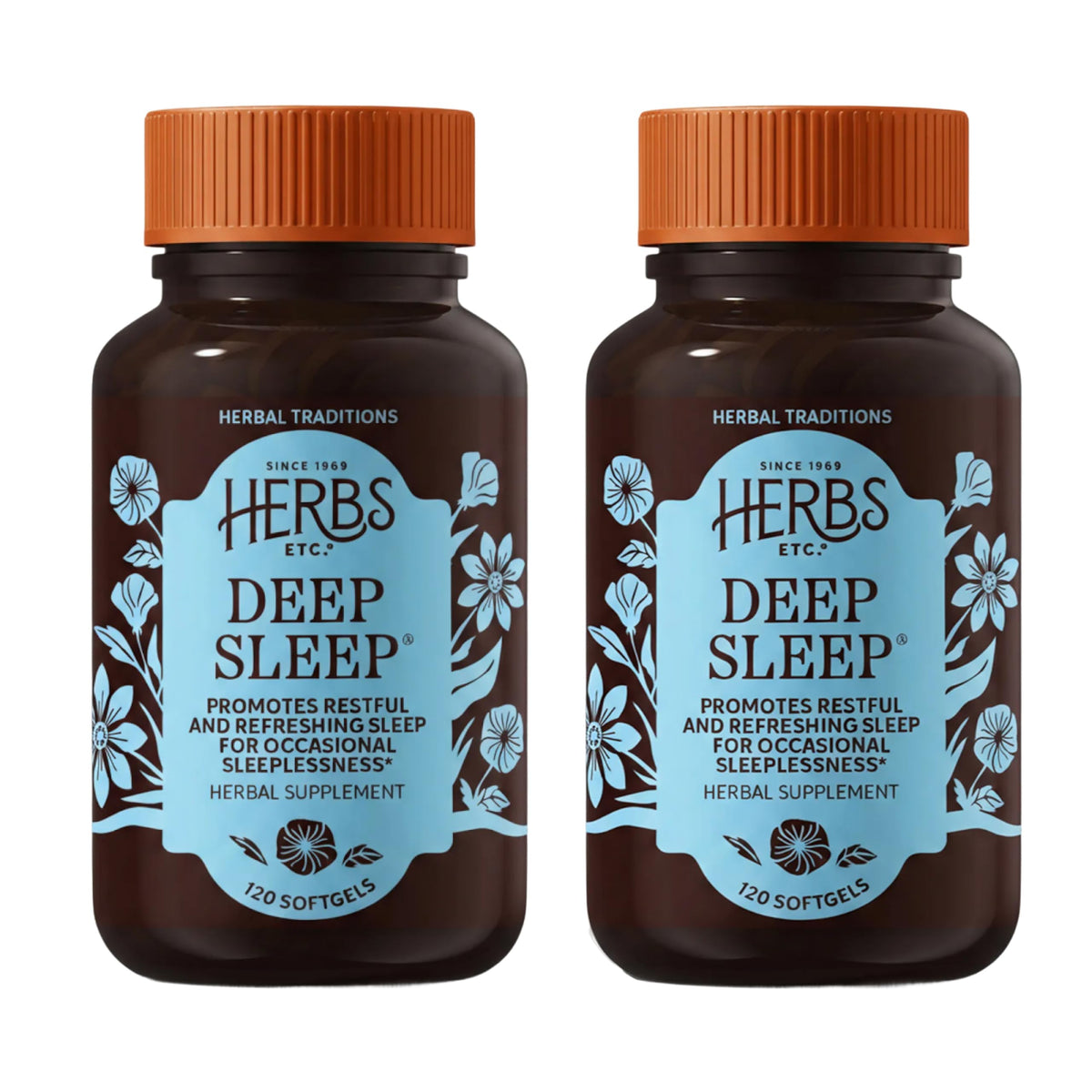 Herbs Etc. Sueño profundo: cápsulas suaves en botella para descanso nocturno