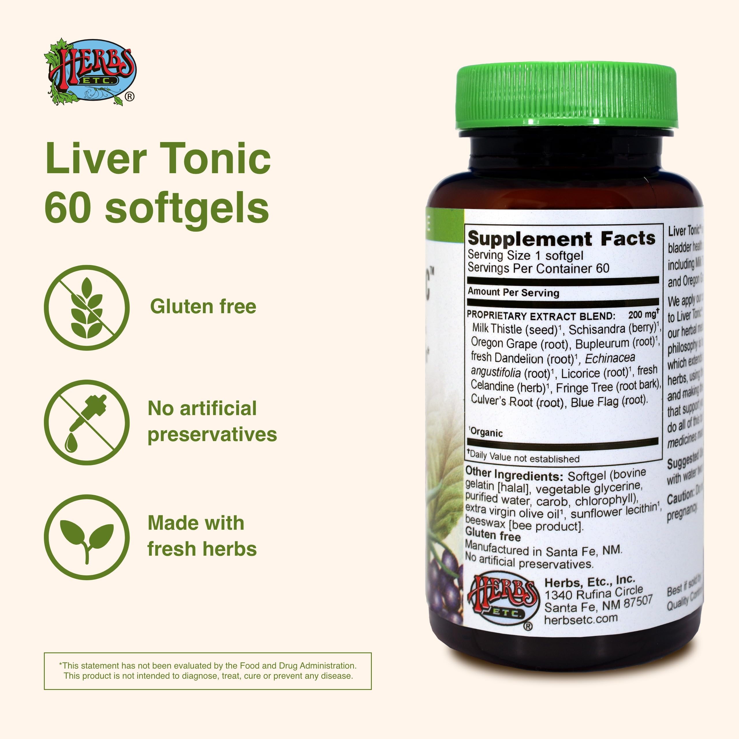 Tonico hepatico Herbs Etc: cápsulas para apoyo general del hígado