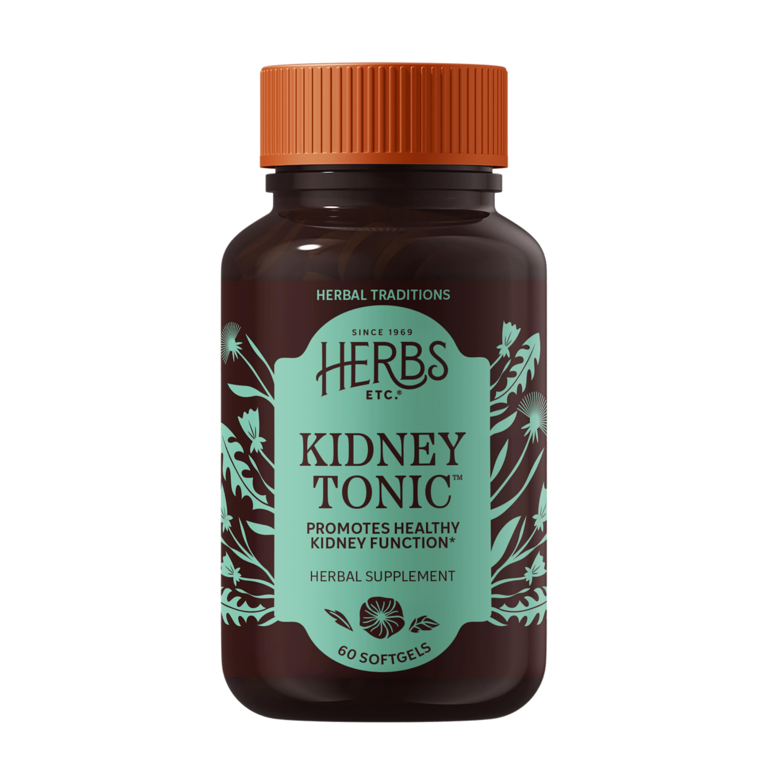 Herbs Etc Tonico Renal: bote vertido, uso diario para el bienestar renal.