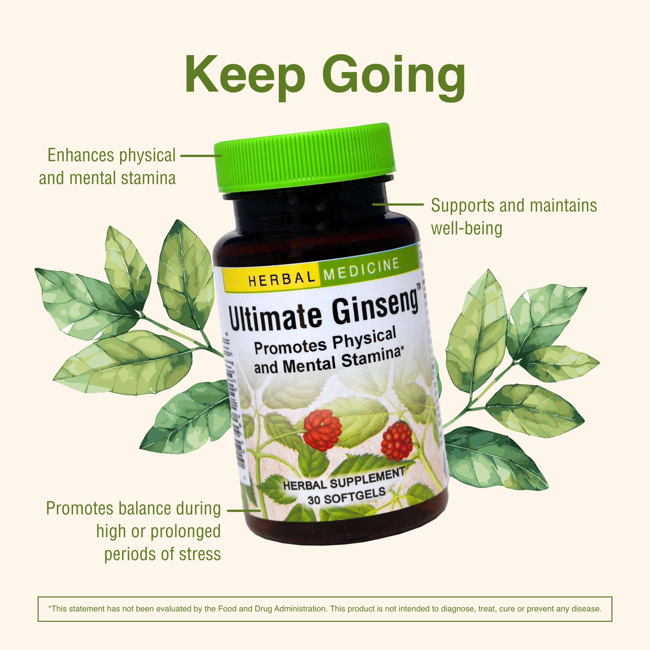 Herbs Etc. Ultimate Ginseng dosis diaria, rutina regular para energía sostenida.
