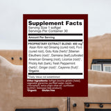 Herbs Etc. Vibrant Energy Softgels: uso recomendado con agua para un impulso natural.