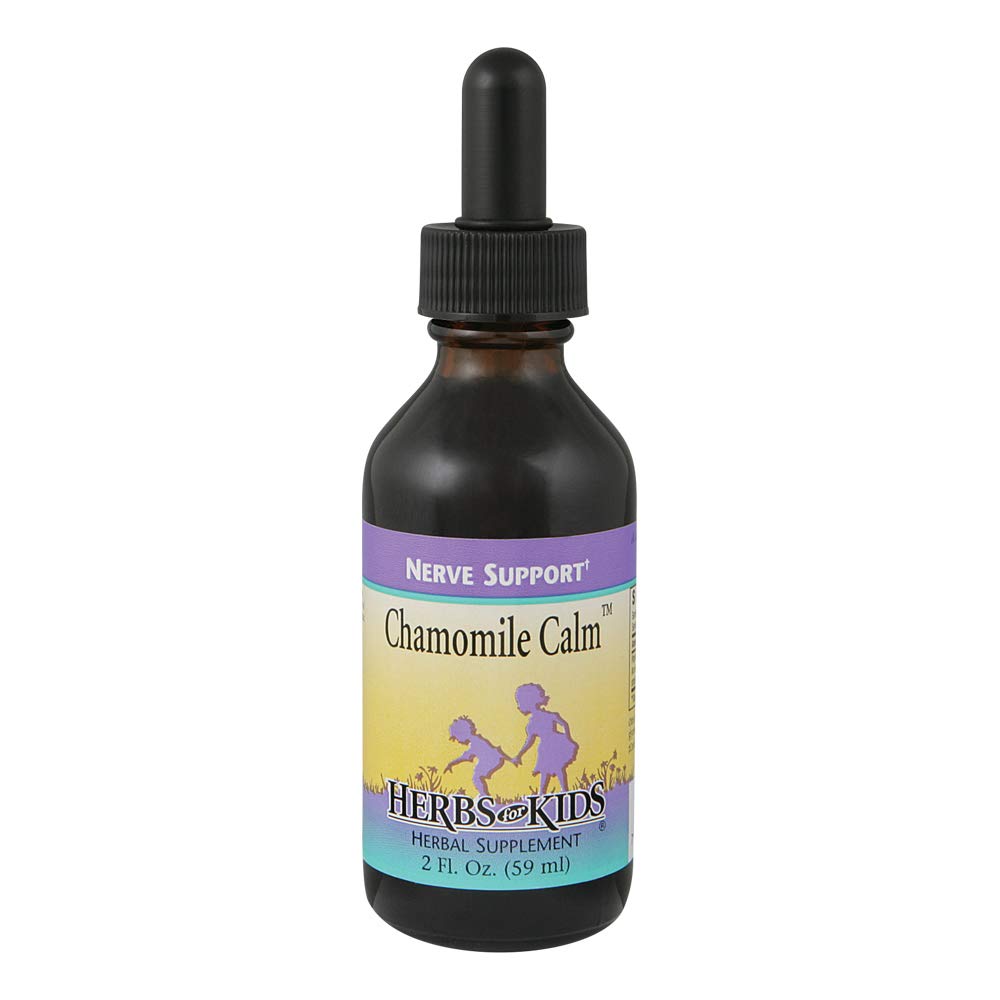 Herbs For Kids Chamomile Calm, botella vertida, ayuda a calmar la ansiedad infantil y relajar al niño.