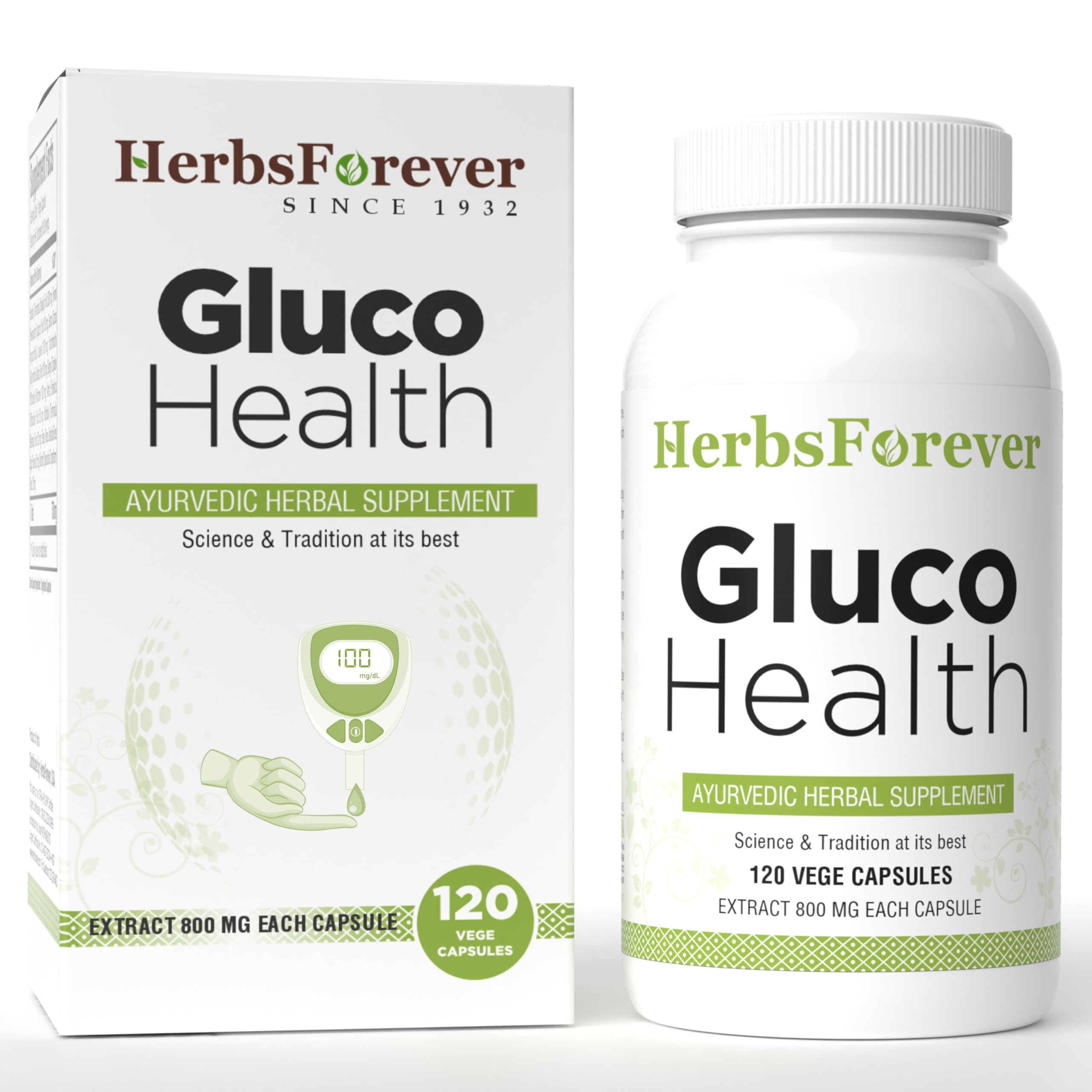 HerbsForever Gluco: botella de cápsulas para apoyo diario.