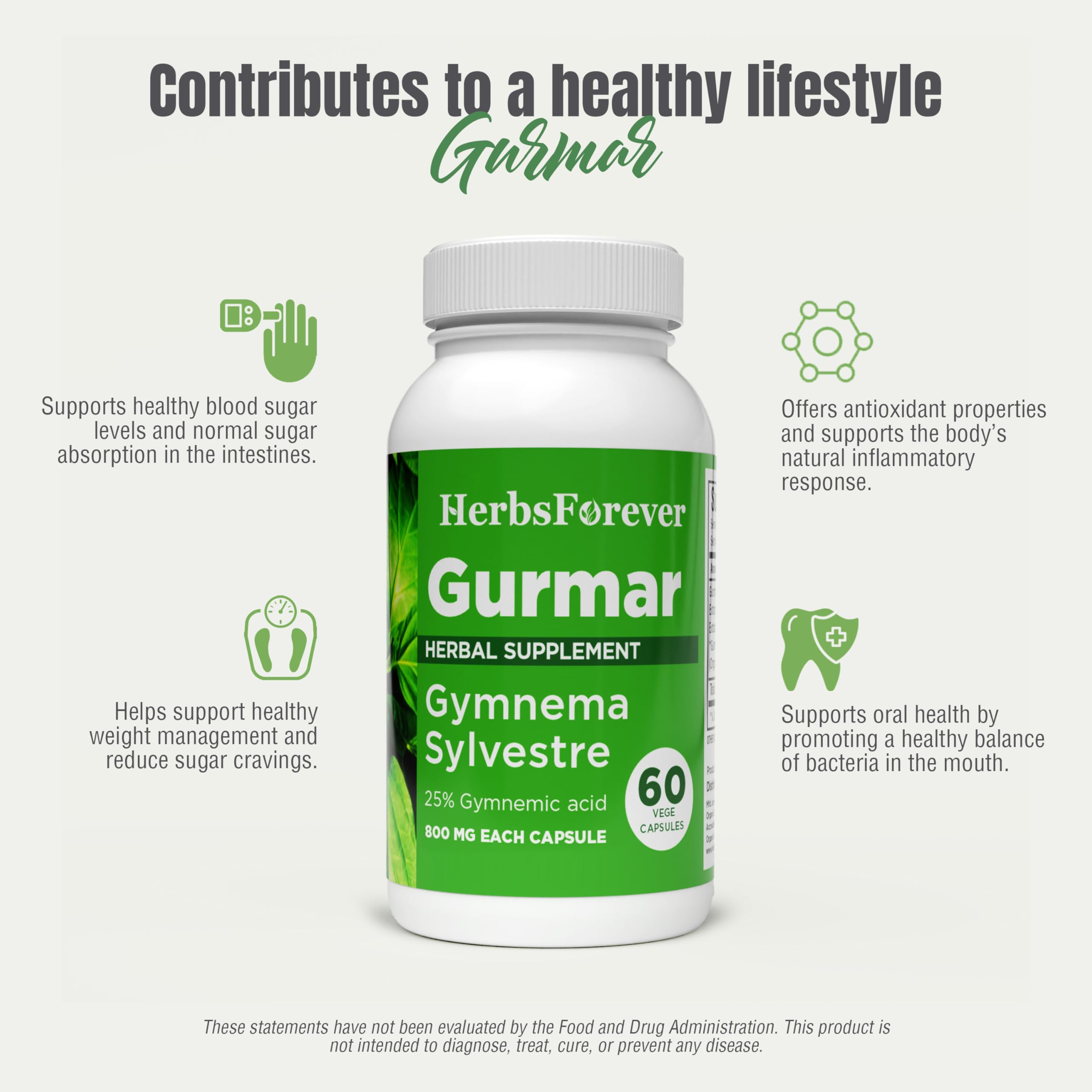 Composición de Gymnema Sylvestre puro, uso herbal diario.