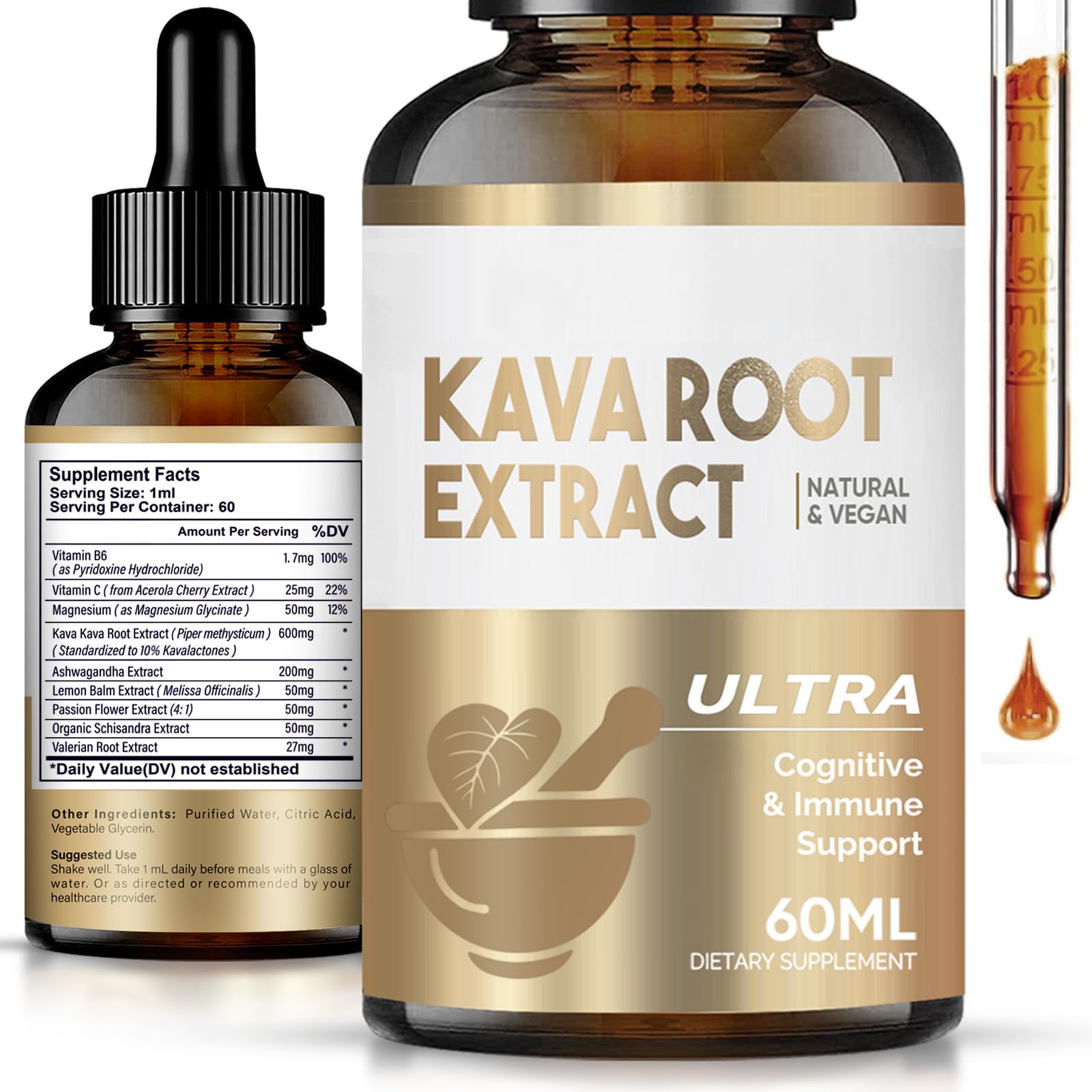 HerbX Kava Kava: envase de 60 ml con gotero para uso diario y equilibrio