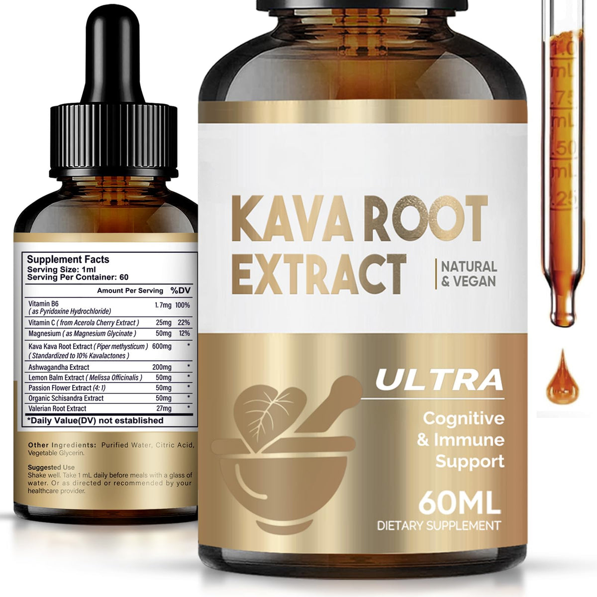 HerbX Kava Kava: envase de 60 ml con gotero para uso diario y equilibrio