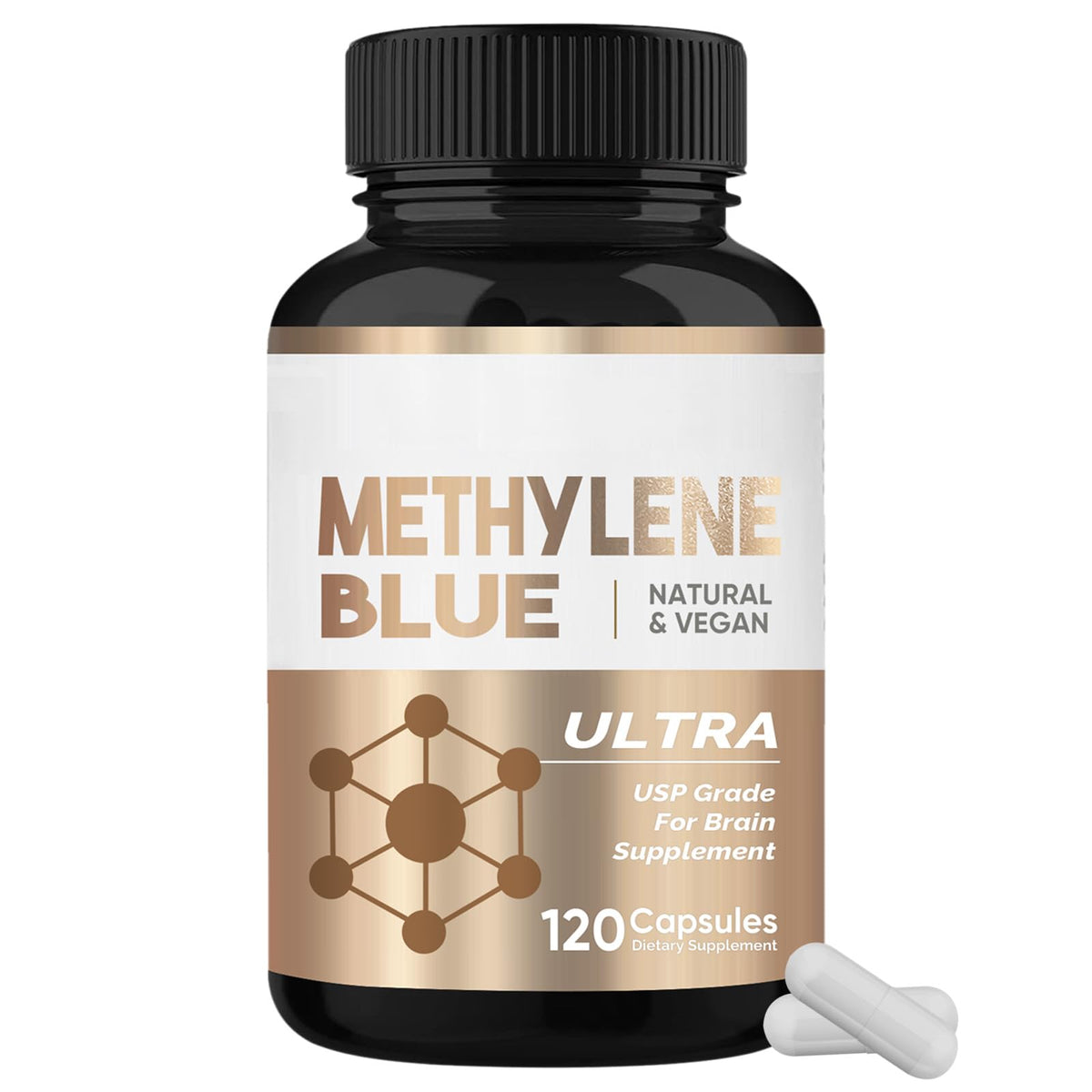 HerbX Methylene Blue Cápsules: botella visible, apoyo a la energía diaria