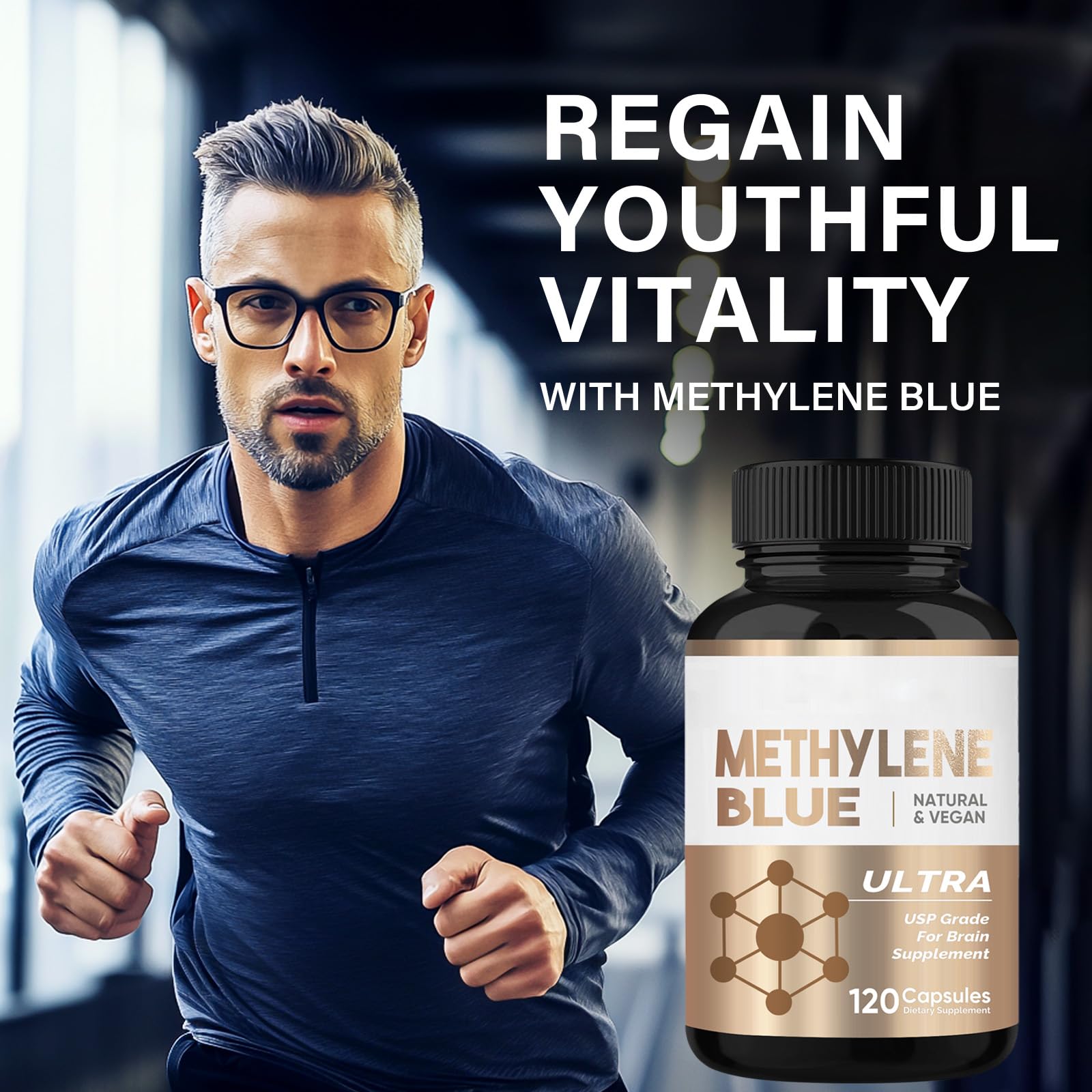 HerbX Methylene Blue Cápsules: cápsulas en primer plano para enfoque mental