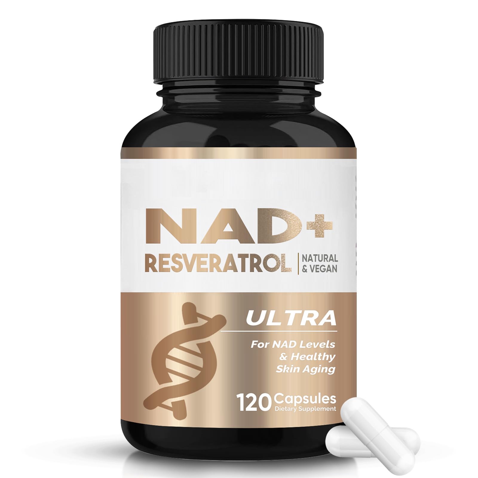 HerbX NADH-Resveratrol cápsula en primer plano para energía diaria.