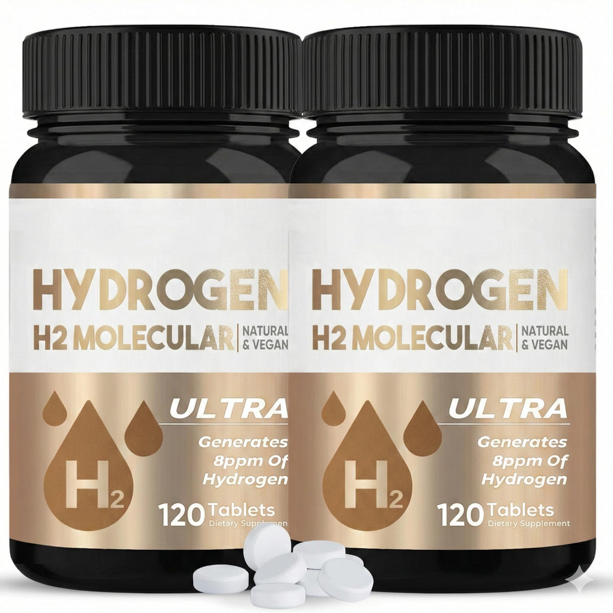 HerbX tabletas de agua hidrogenada frente al envase, ideal para hidratación diaria.