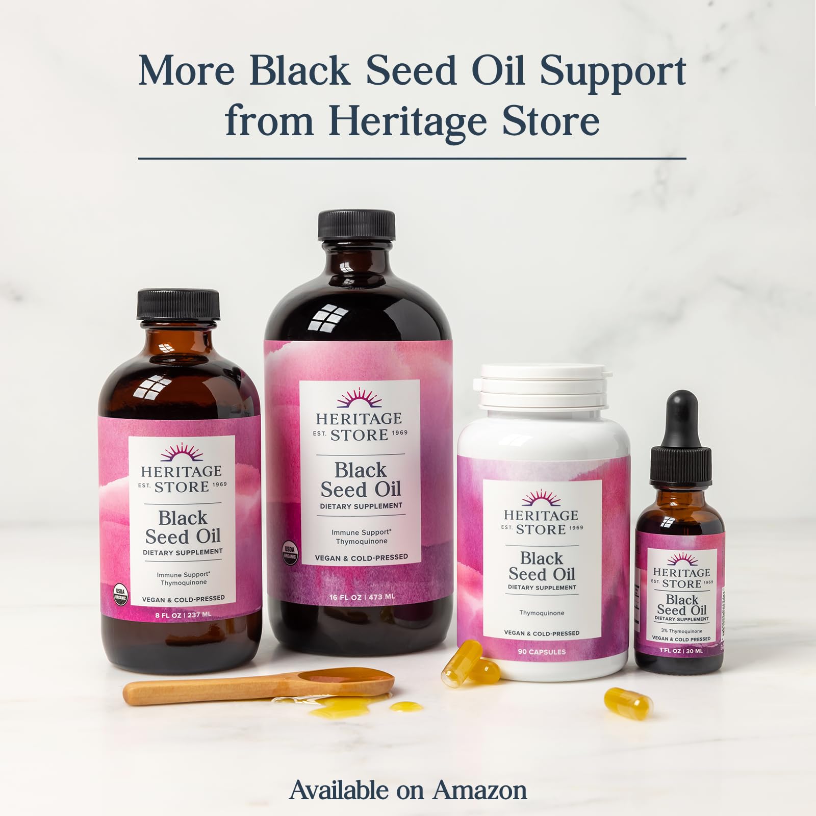 HERITAGE STORE Aceite de semilla negra, contenido rico en nutrientes para bienestar diario