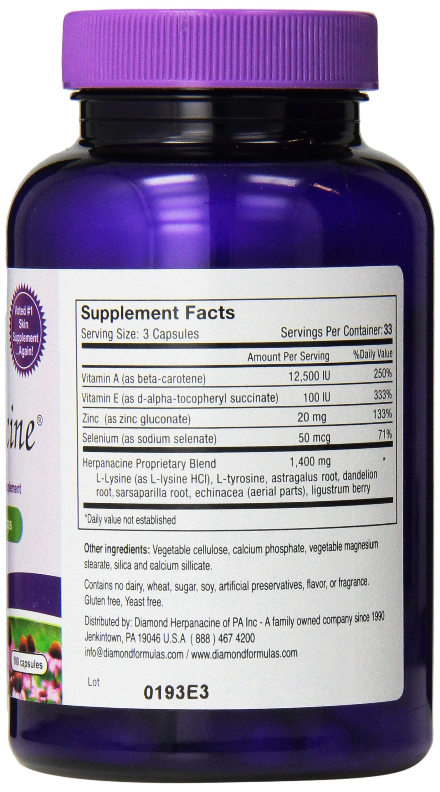 Herpanacine Diamond: cápsulas, suplemento para el cuidado diario de la piel.